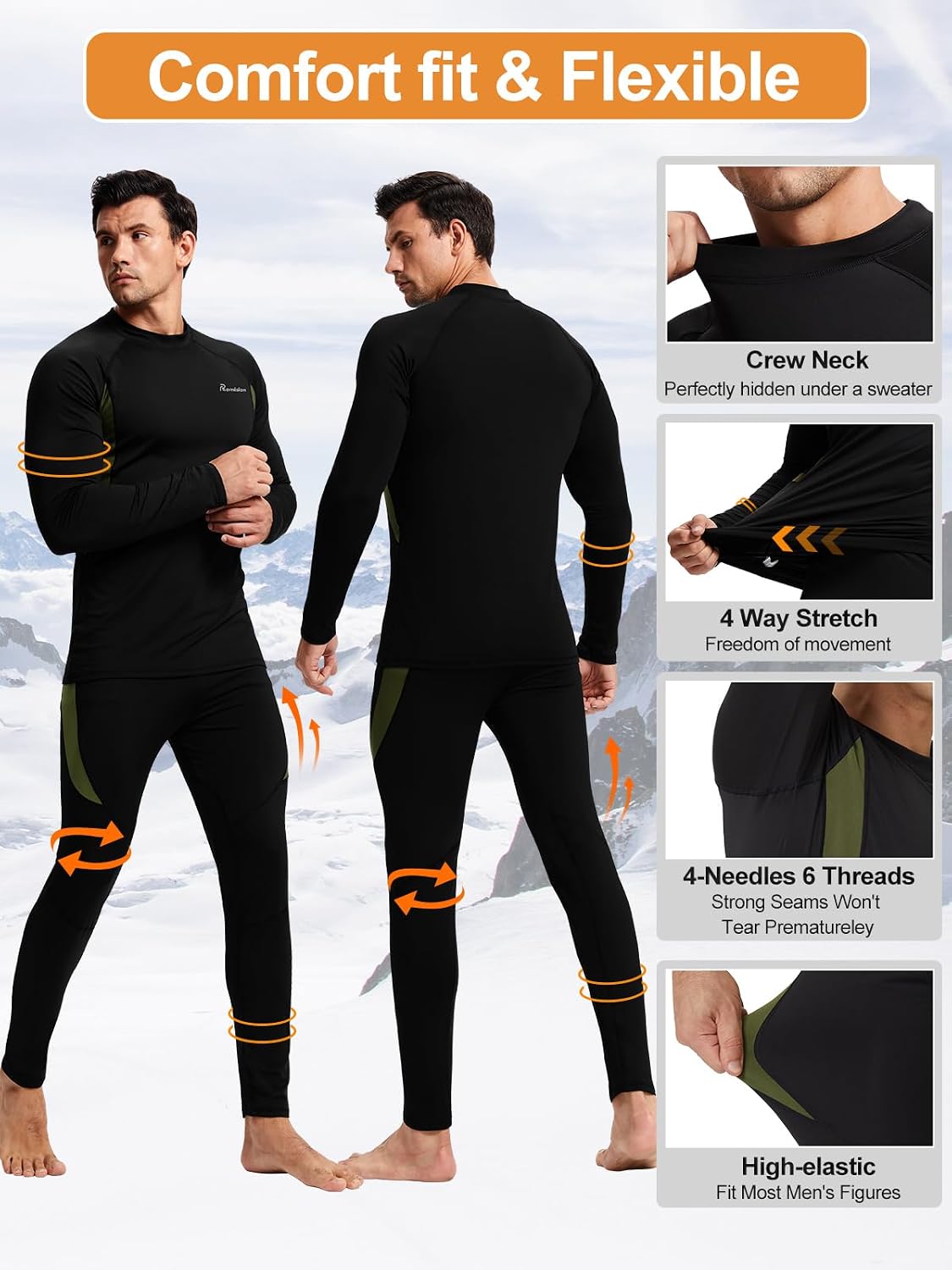 Thumbnail 4 de romision Thermal Underwear Base Layer set for Cold Weather 🧣