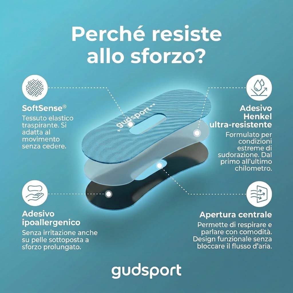 Detalle de Gudsport by GudSlip® Mouth Tape Sport (30+6): respirazione nasale ottimale per training e sonno