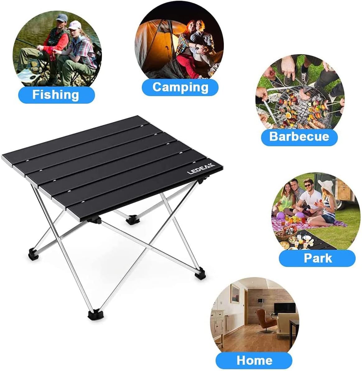 Thumbnail 6 de Ledeak Camping Table Lightweight Folding Aluminium Portable Table (Medium, Black)