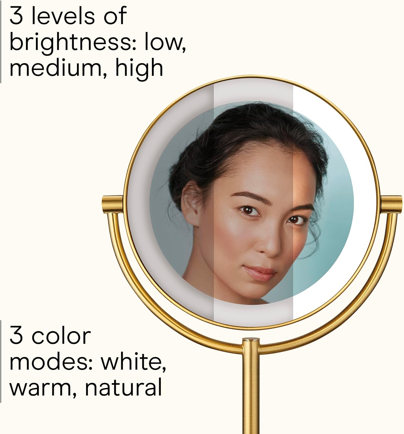 Detalle 2 de Conair Lighted Makeup Mirror with 1X/10X Magnification and Brushed Brass Finish