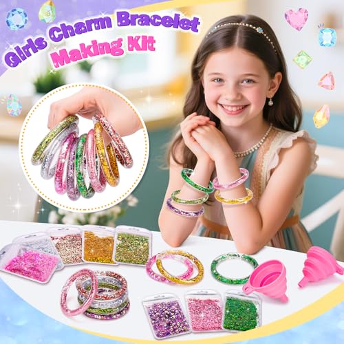 Detalle de Cadeau Bracelet Fille 5–9 ans par lelechong — Coffret Bracelet Paillettes pour activités manuelles