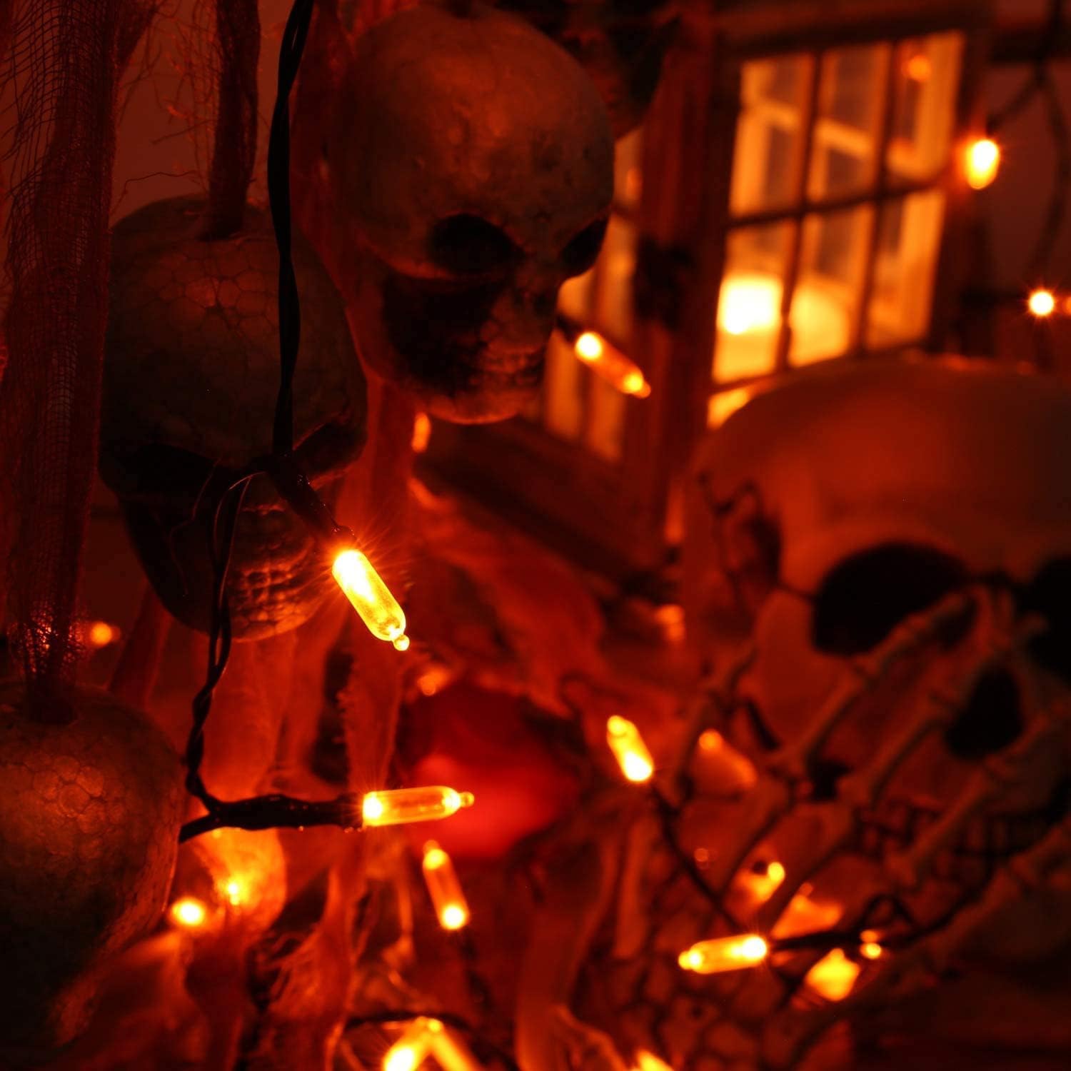 Detalle de Joomer 33FT 100-LED Orange Halloween String Lights with 8 Modes and Timer