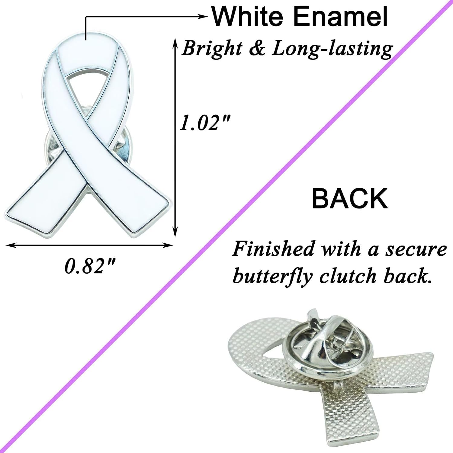 Thumbnail 2 de ETHOON White Ribbon Awareness Pins 50-Pack