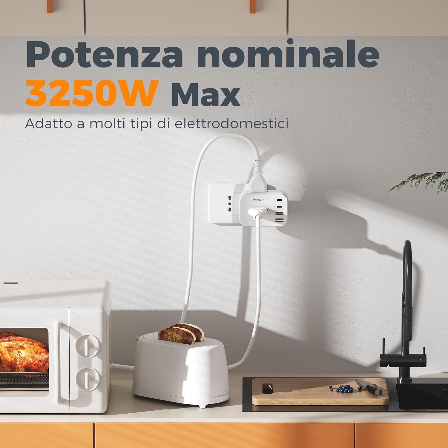 Detalle 2 de TESSAN Presa Multipla Salvaspazio 7 in 1