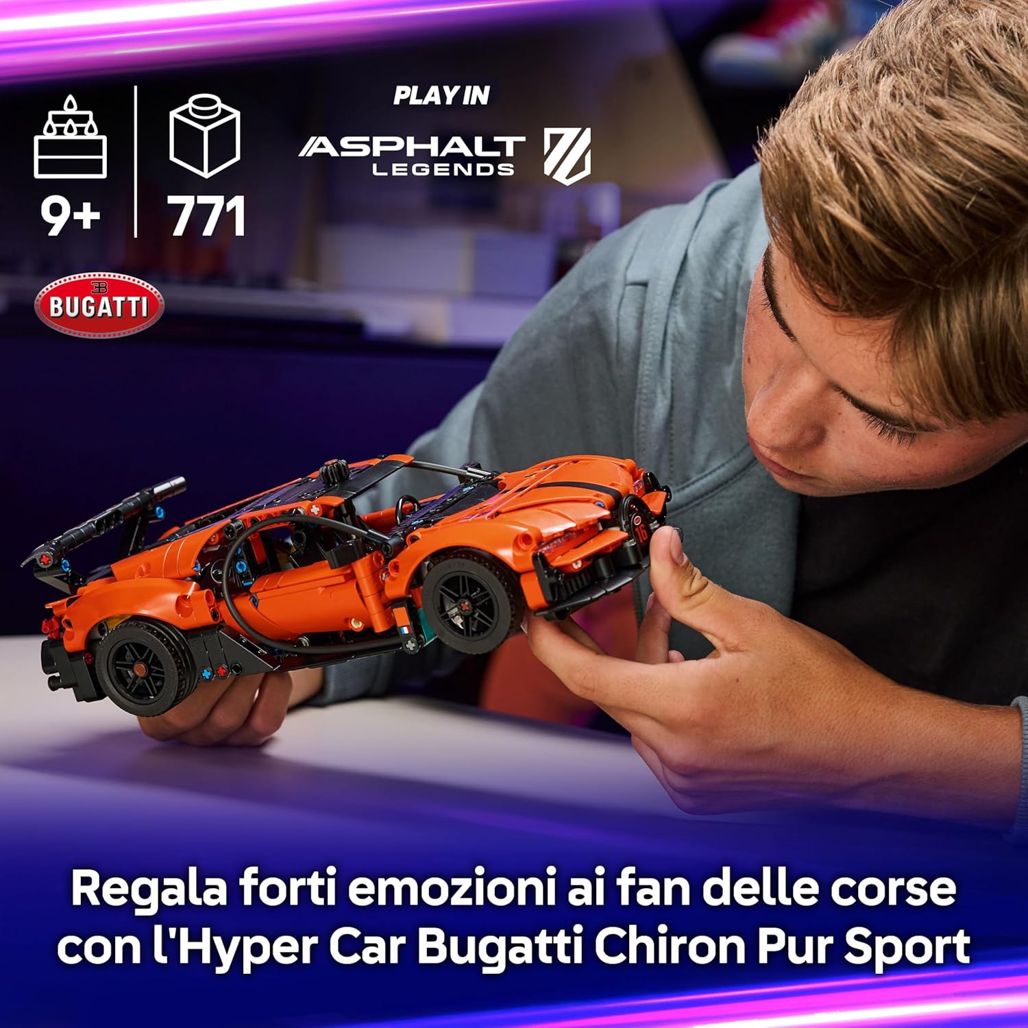 Detalle de LEGO Technic Bugatti Chiron Pur Sport 42222 – Auto da corsa da costruire per appassionati di sport motoristici
