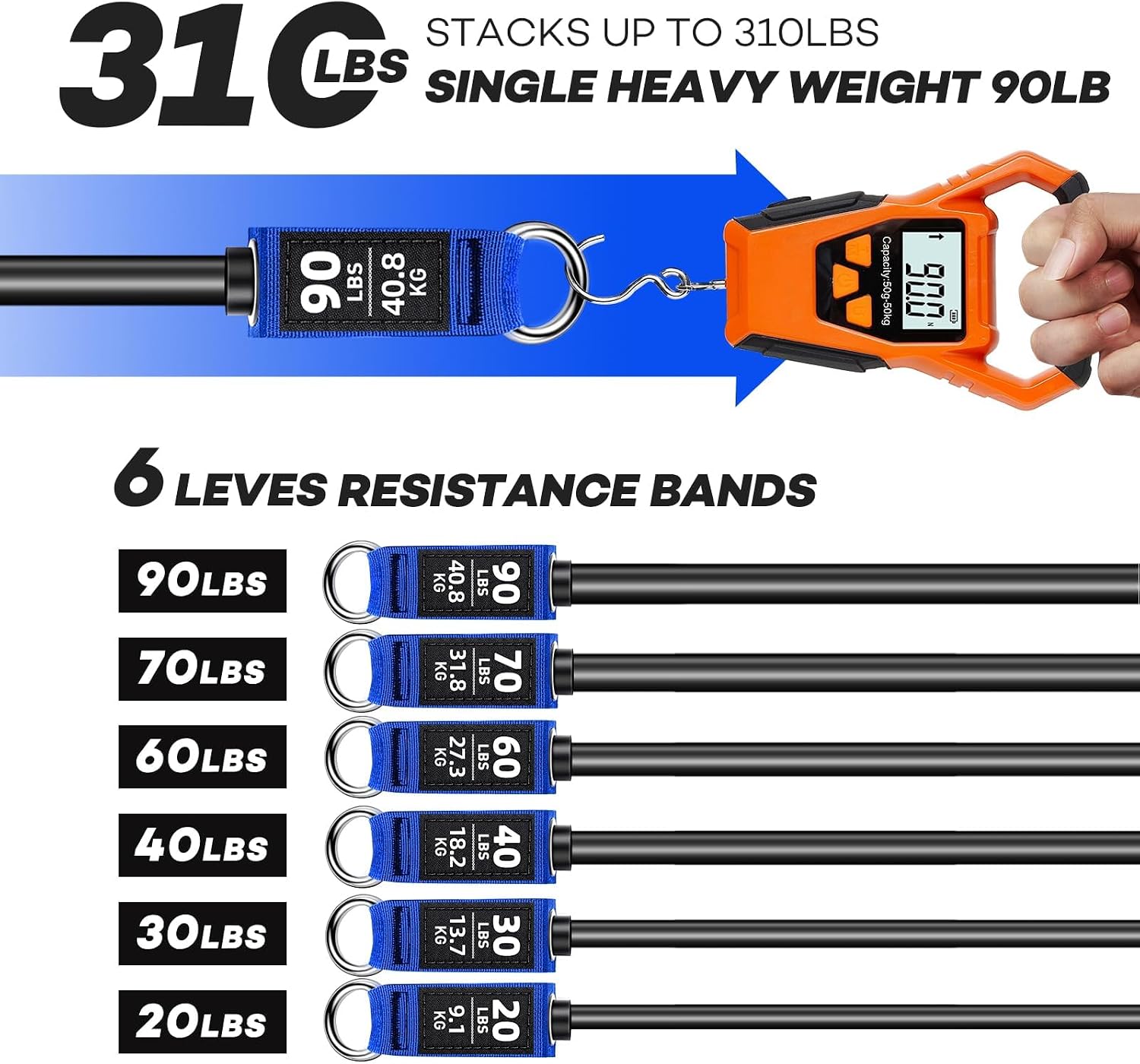 Detalle 2 de NITEEN Resistance Bands Set, 6 levels