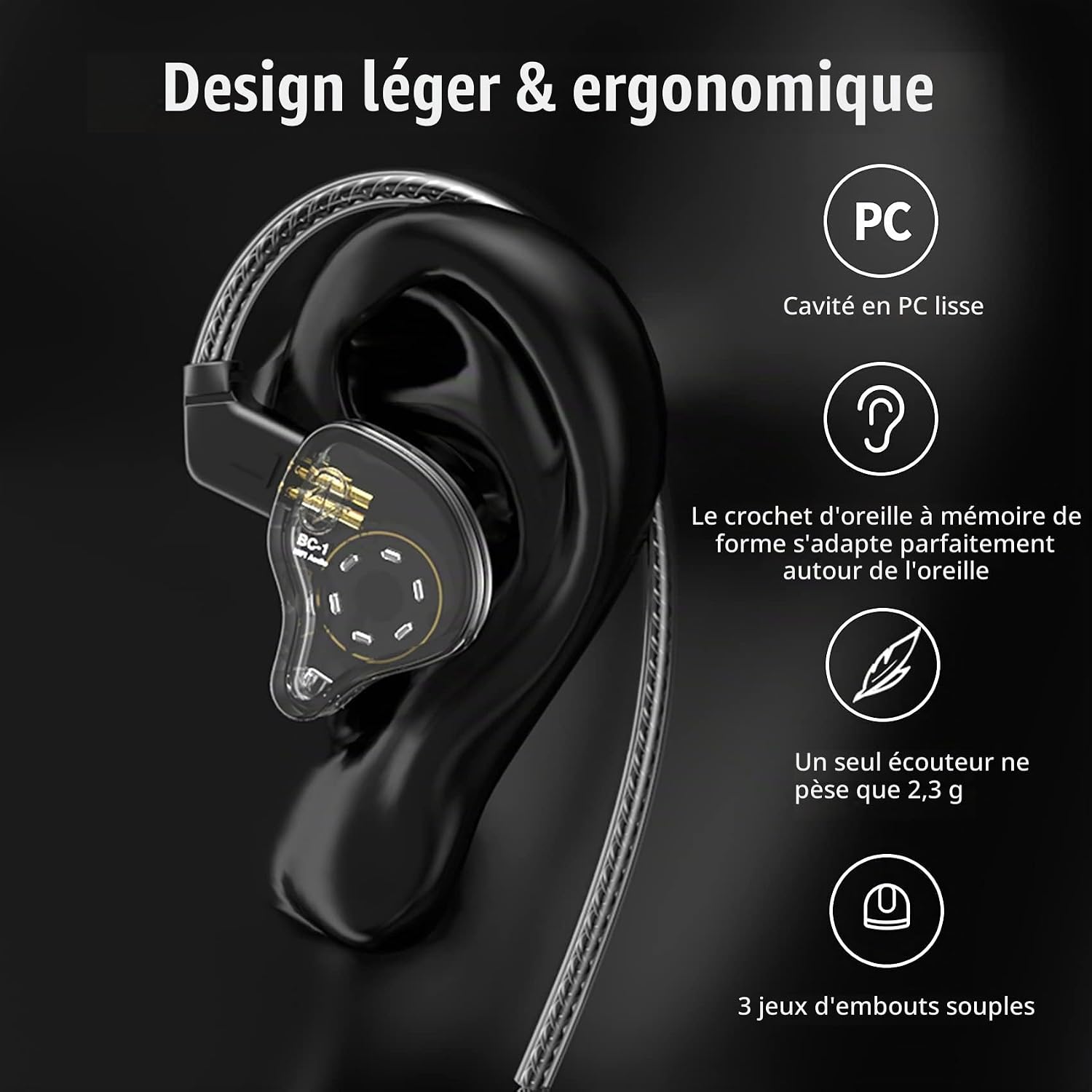 Detalle de Yinyoo CCZ Melody BC01 hybride in-ear hoofdtelefoon met USB-C, 1BA + 1DD en microfoon