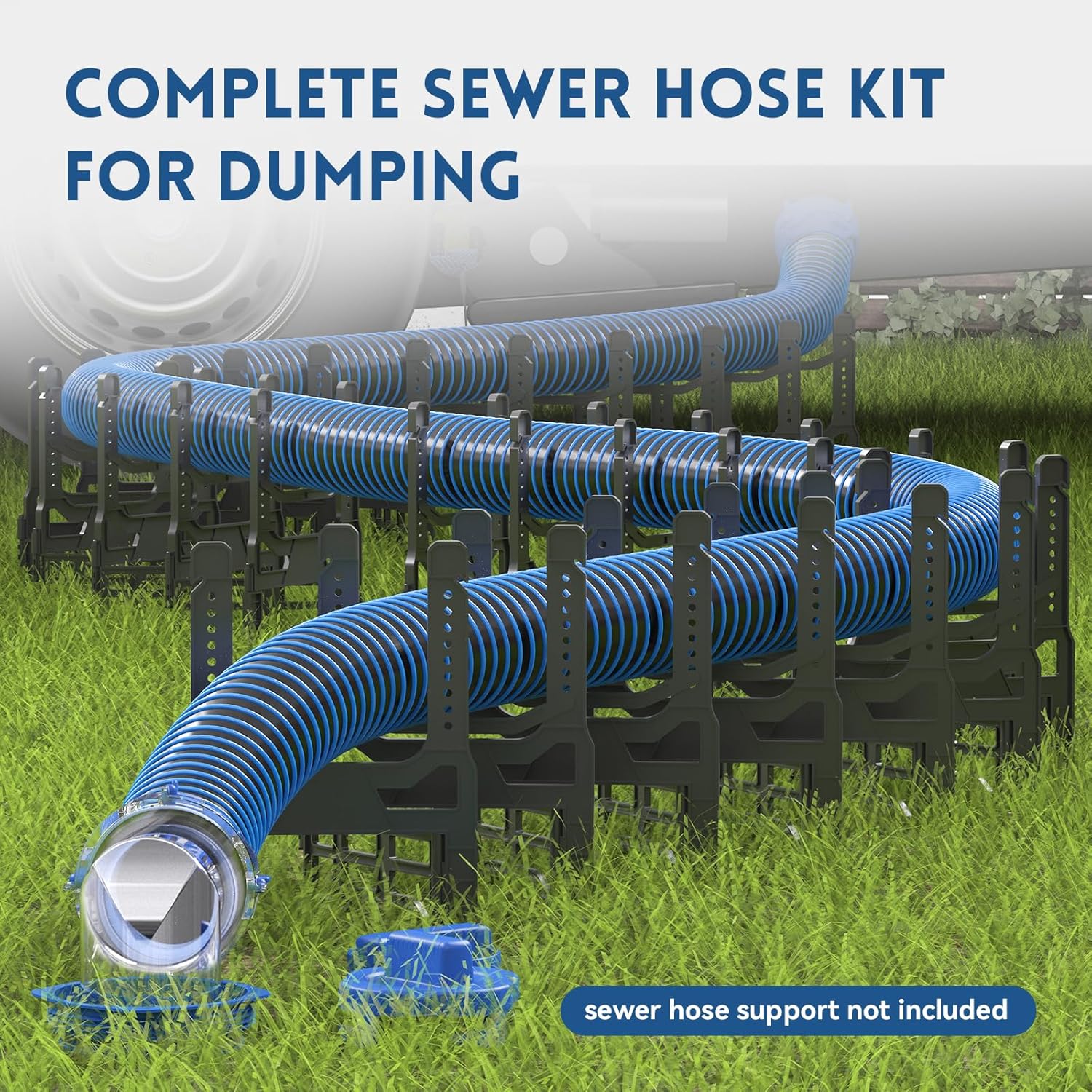 Thumbnail 1 de DUMPMAN RV Sewer Hose Kit (20 Ft) with Clear-View 90° Adapter and Storage Caps