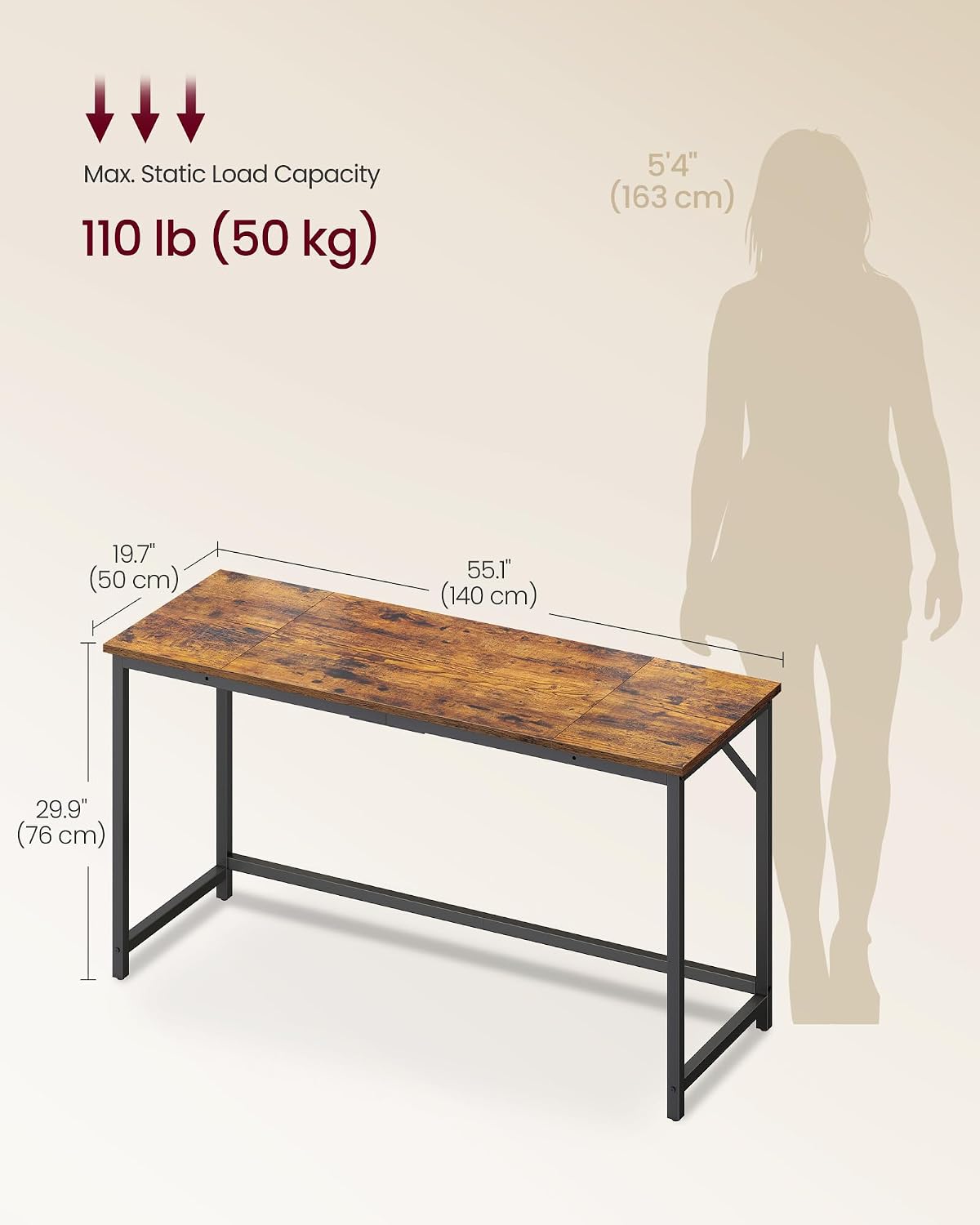Detalle 1 de VASAGLE Computer Desk 55.1-Inch