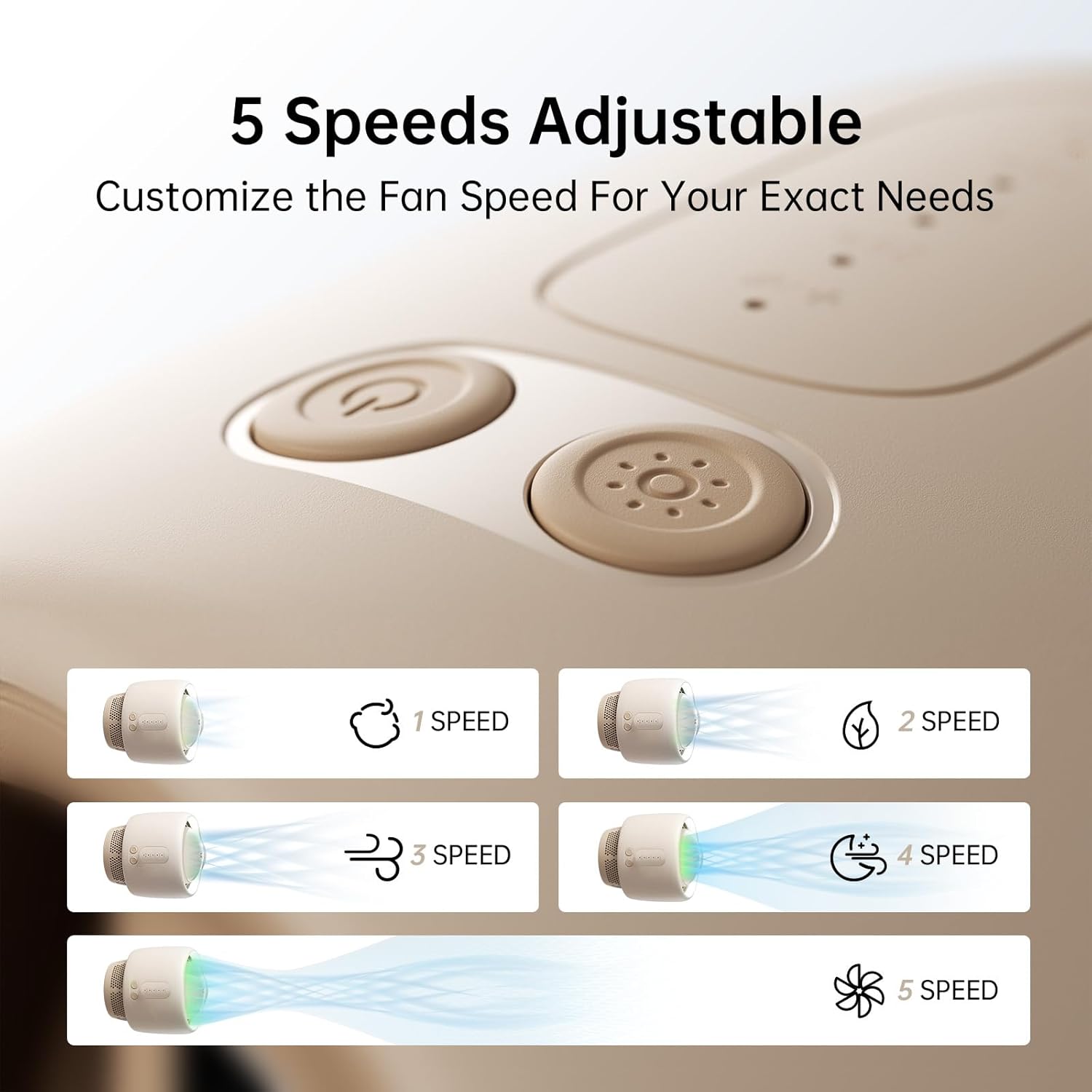 Thumbnail 3 de JISULIFE Ventilatore per passeggino grande a turbina senza pale, ricaricabile con Air Turbo e luce notturna