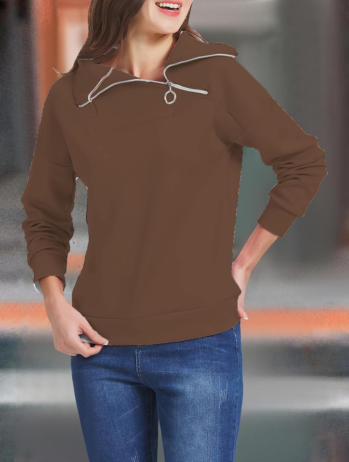 Thumbnail 4 de Cuptacc Pullover Damen Quarter Zip Sweatshirt