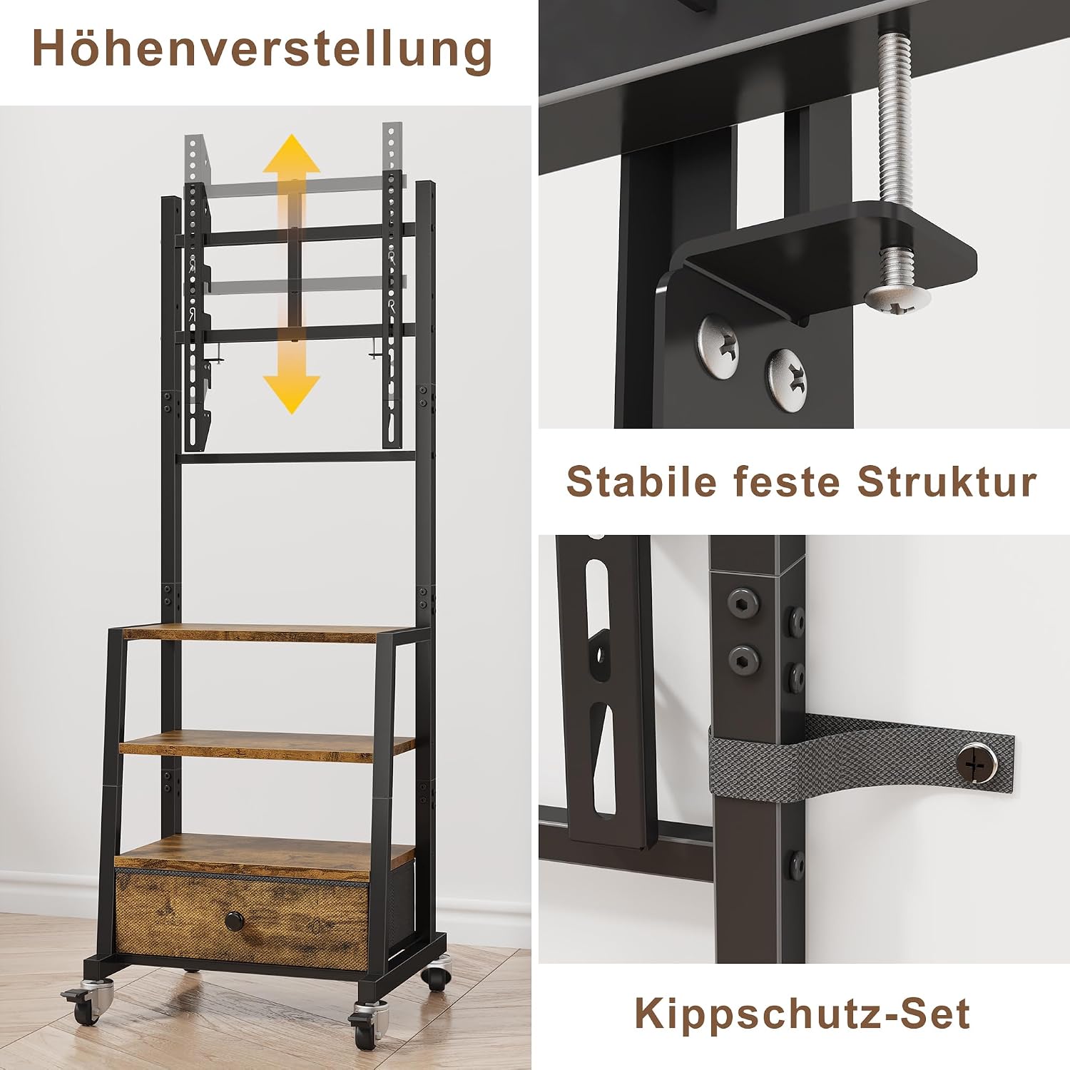 Detalle 2 de OYRREU TV Ständer Rollbar für 32–55 Zoll