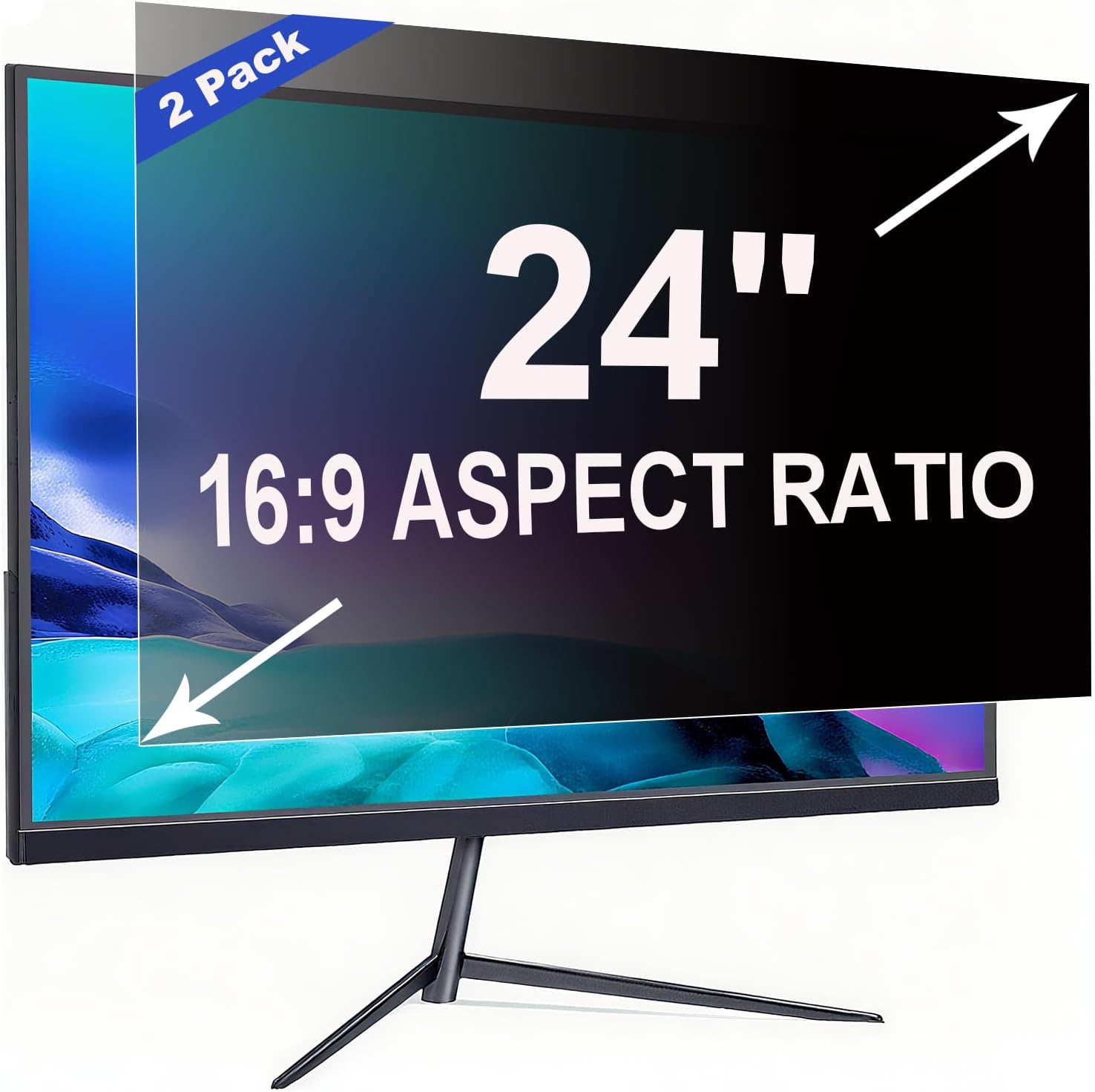 ruord 2 Pack Privacy Screen for 24 Inch 16:9 Monitor (Blue Light Filter & Anti-Glare)