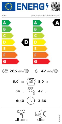 Thumbnail 12 de AEG Serie 7000 Waschtrockner LWR7AMZ48WD – 8 kg Waschen, 5 kg Trocknen