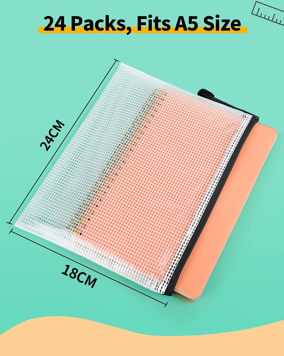 Detalle 2 de Smarpau A5 Plastic Wallets Folders with Zips (24-pack) – A5 zip lock document pouches in black