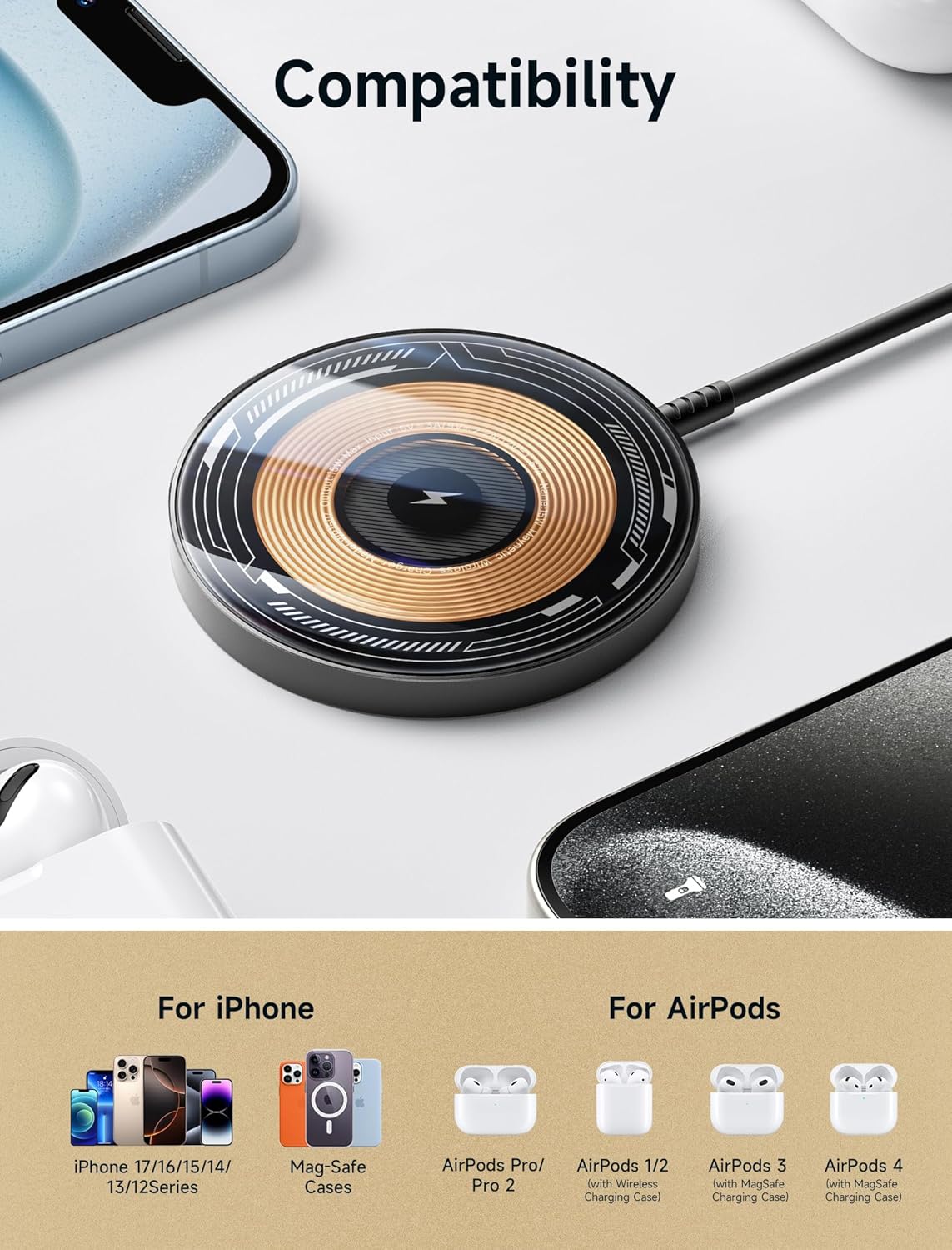 Thumbnail 3 de JSAUX Wireless Charger MagSafe 4.9ft