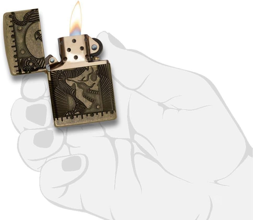 Thumbnail 4 de Zippo Briquet tempête – Crâne en Laiton Antique MultiCut – Rechargeable et Réutilisable