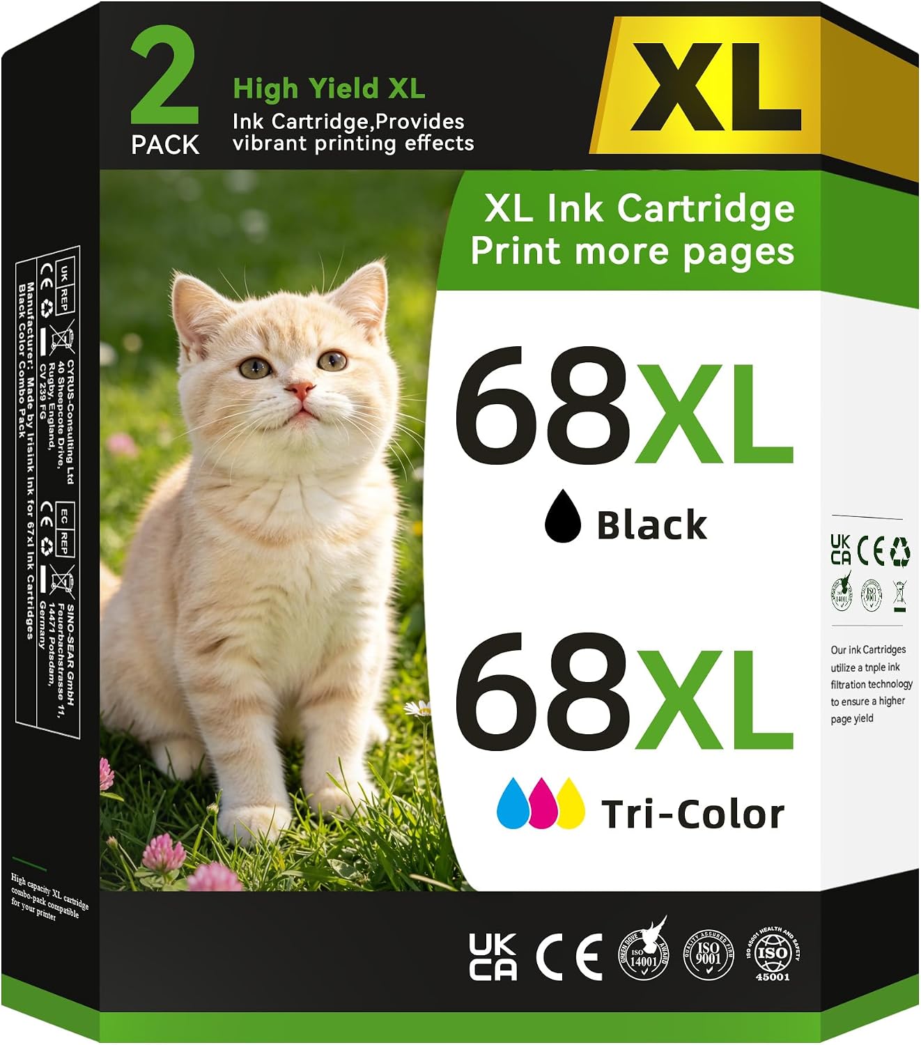 Detalle de NVN 68-1B1C 68XL Ink Cartridges, Black and Tri-Colour Combo Pack
