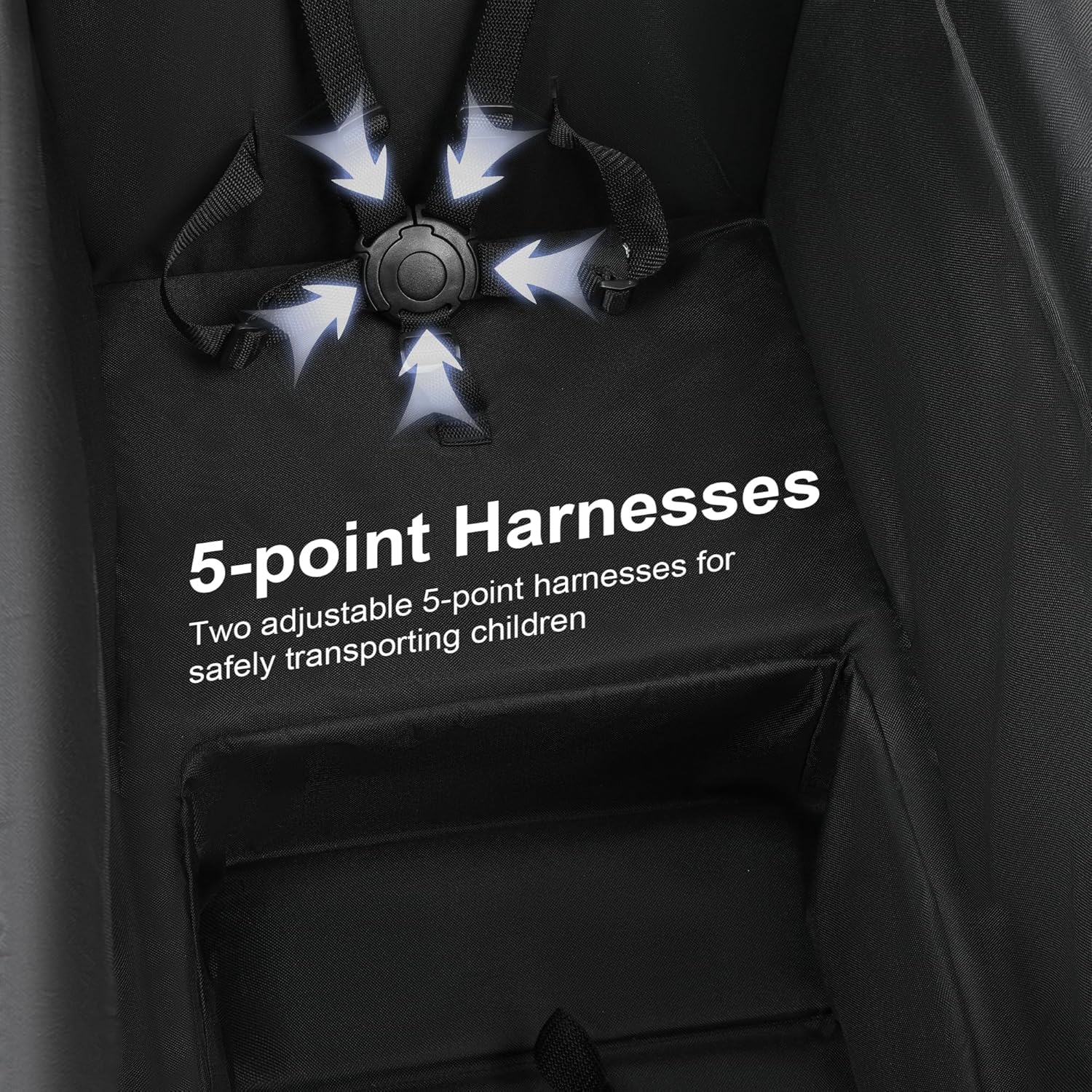 Thumbnail 3 de VOOI Stroller Wagon (2-Seater) with 5-Point Harnesses, Canopy & Zipper Door