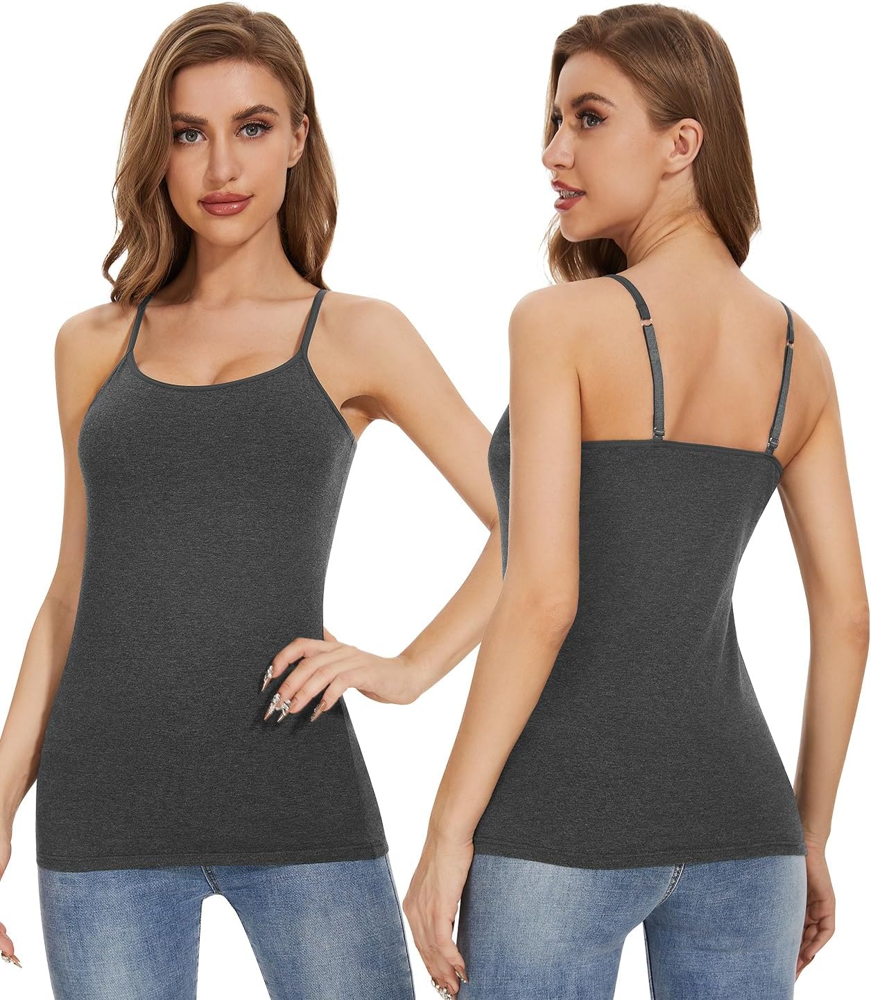 Thumbnail 1 de Air Curvey 3 Pack Camisole Tops with Built-In Bra and Adjustable Straps