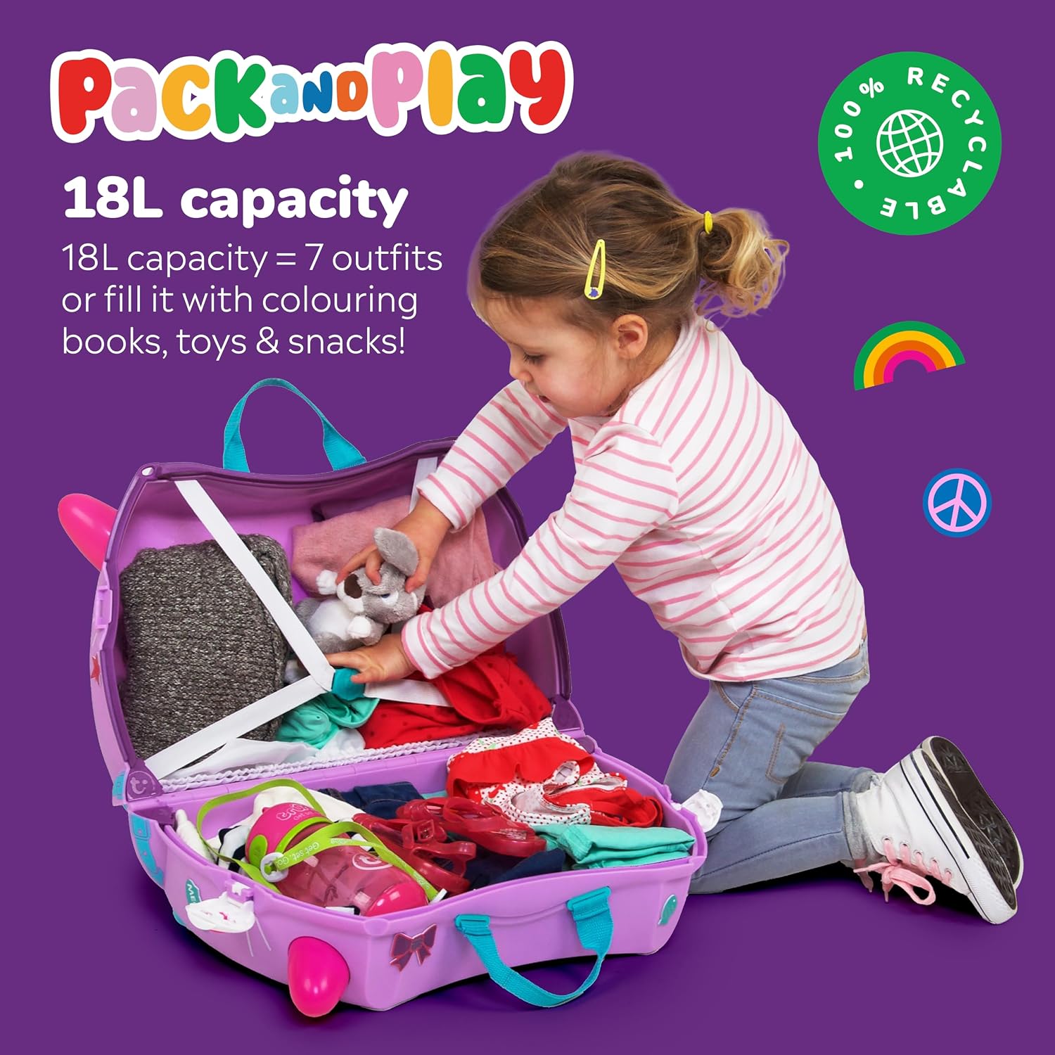 Thumbnail 3 de Trunki Cassie Cat Lilac Ride-On Suitcase: A Practical Travel Companion for Toddlers