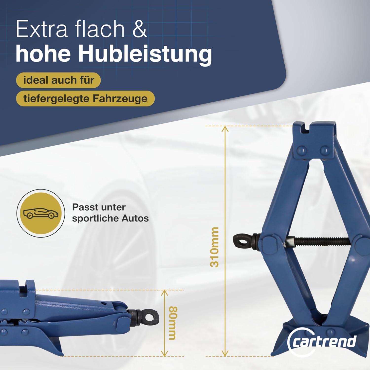Detalle de Cartrend Scherenwagenheber – Tragkraft bis 1000 kg aus Qualitätsstahl