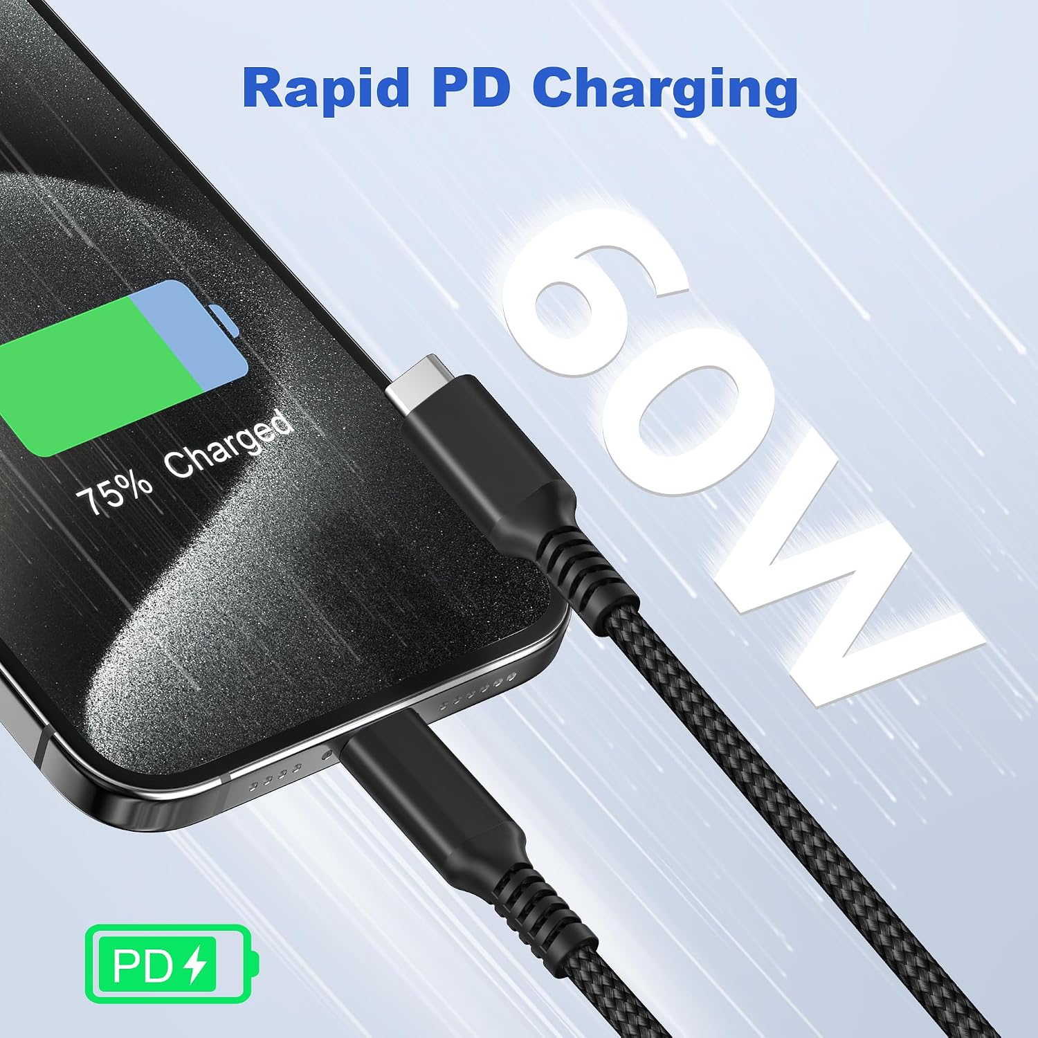 Detalle 2 de Basesailor charger cable 60W 3m USB-C