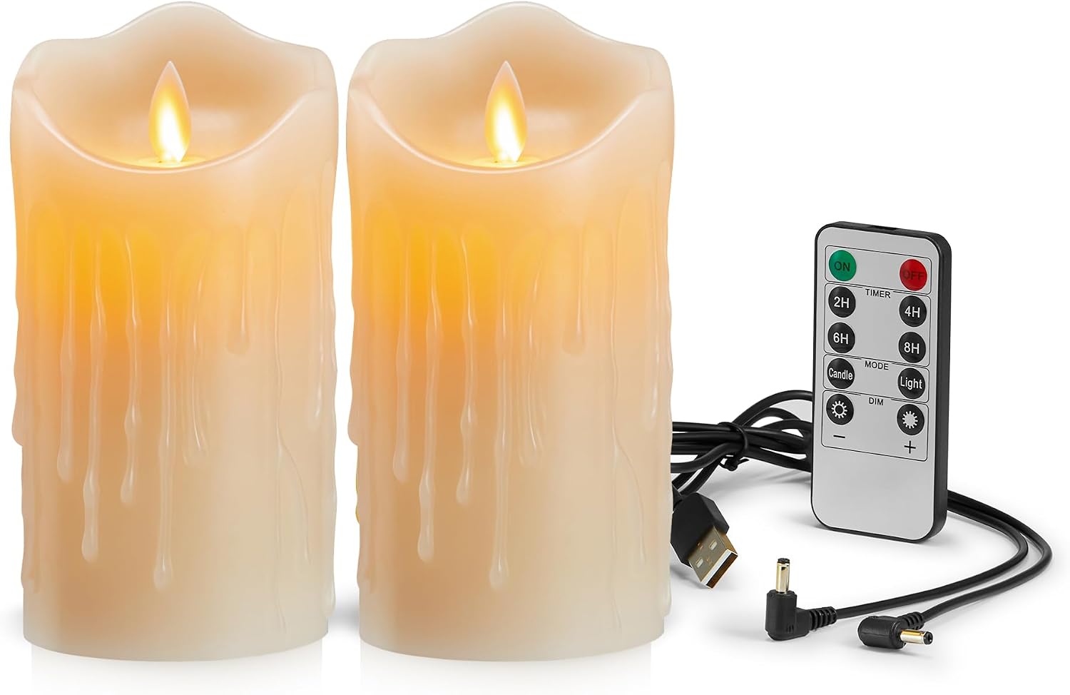 Detalle de Koelaa Pack de 2 Velas LED Recargables 7.5x15 cm 🕯