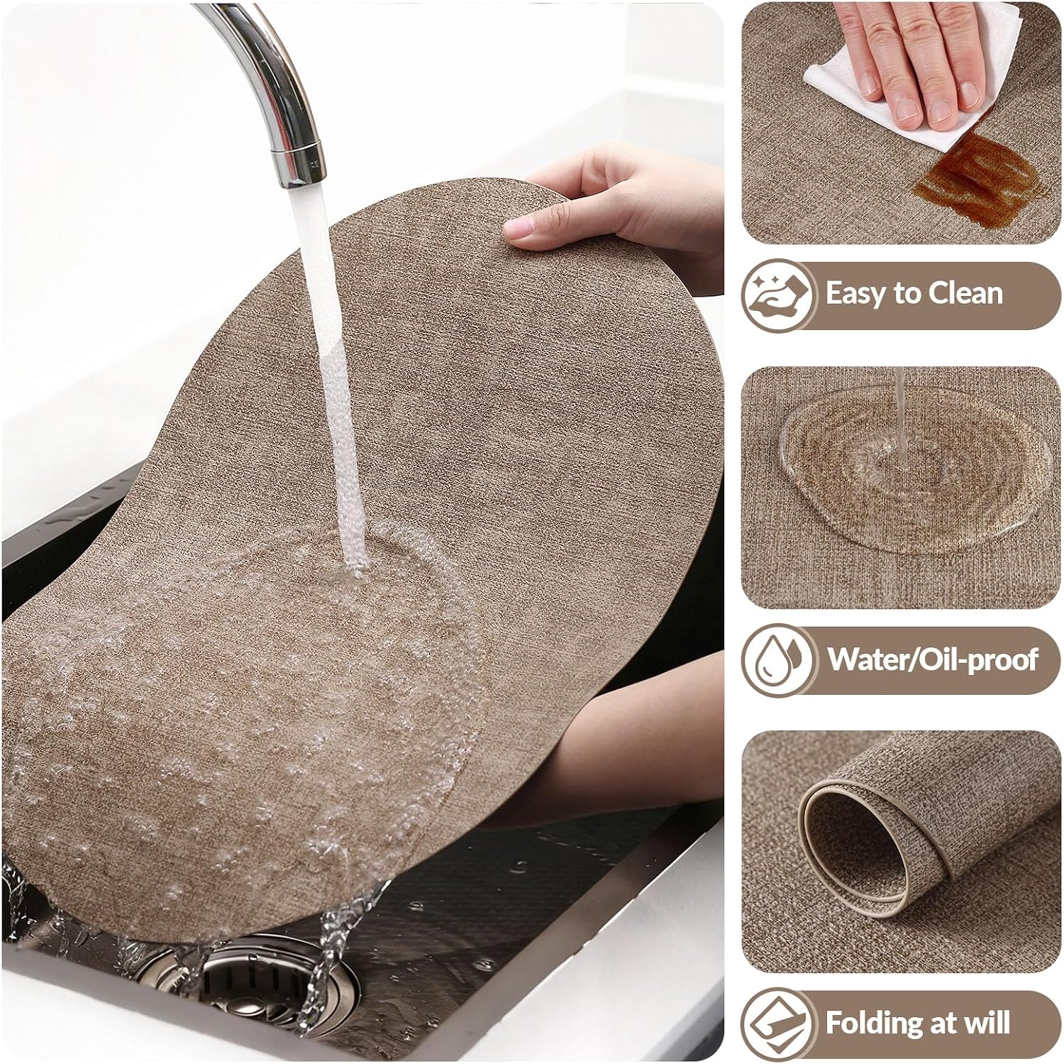 Detalle de Homing Placemats Set of 6: Heat-Resistant, Waterproof Faux Leather, 11.8 x 17 Inches