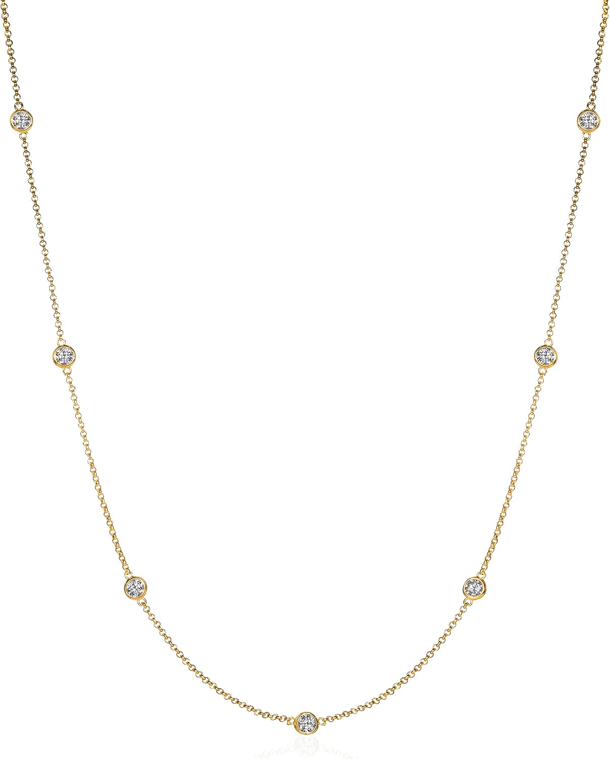 Detalle de namana Collana Lunga Donna con zirconi, argento/oro/oro rosa e confezione regalo
