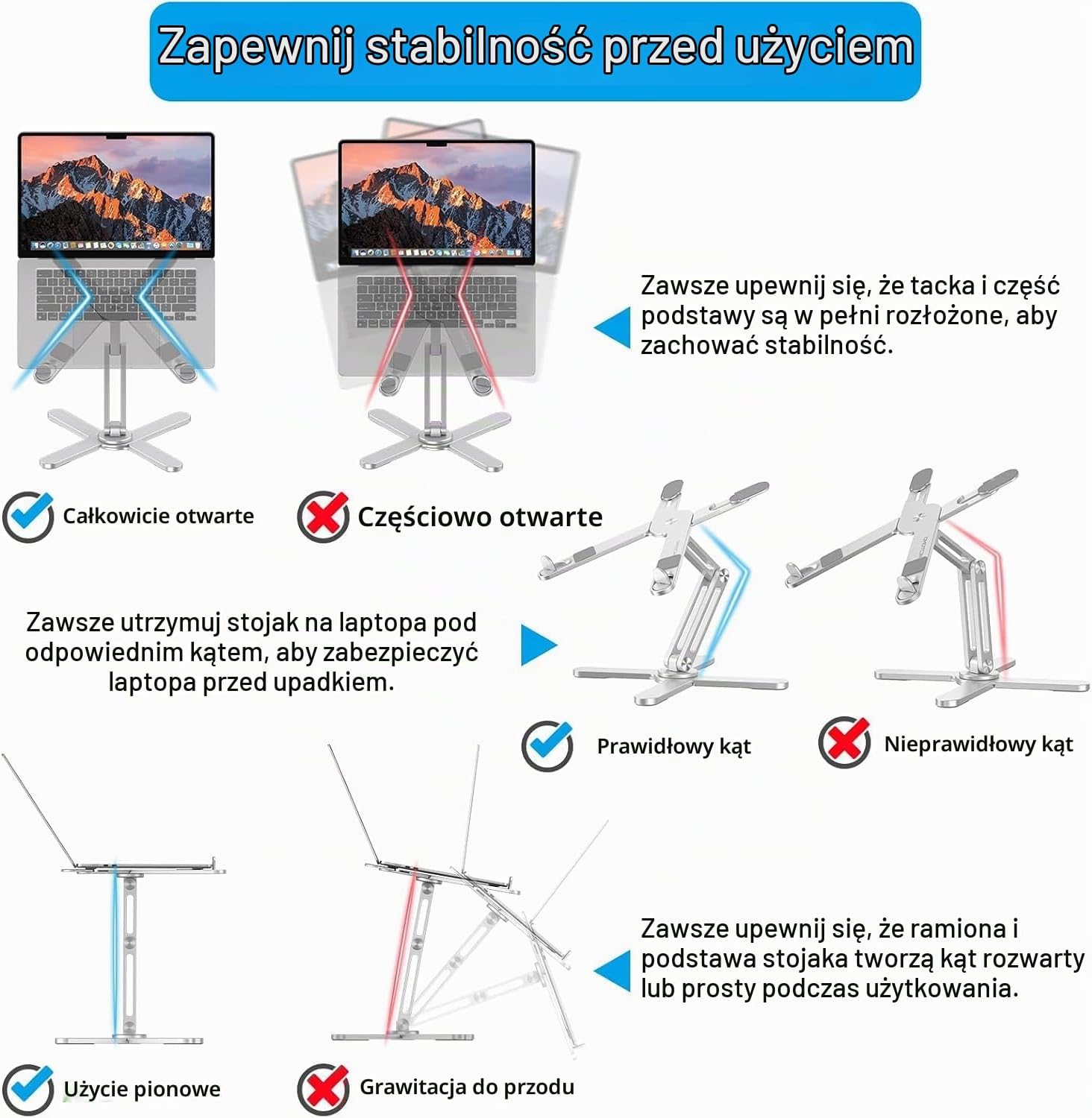 Detalle 2 de OMOTON LA10 – składany, aluminiowy stojak na laptopa z obrotem 360°
