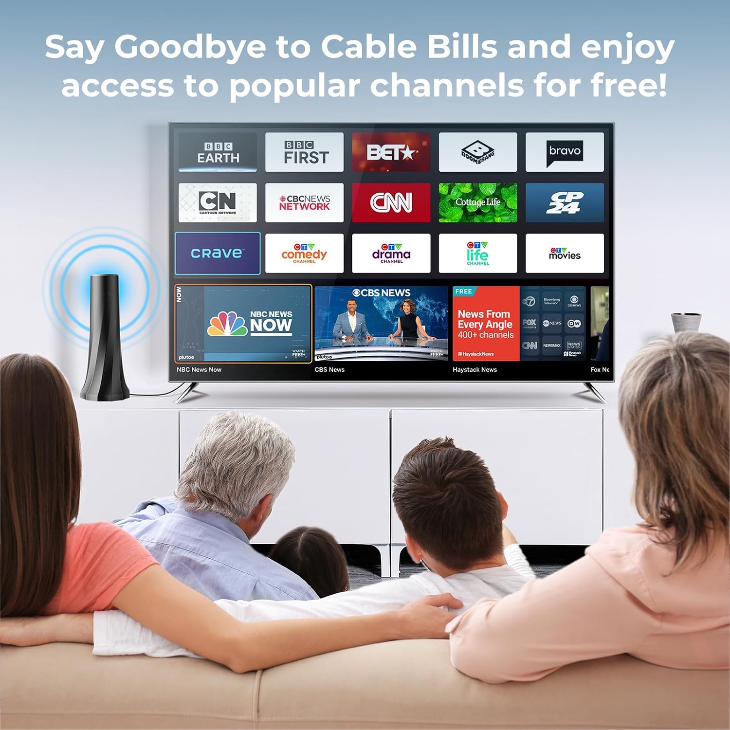 Detalle de 2026 Upgraded TV Antenna for Smart TV: 3200+ Miles Range, 360° Reception, 4K/8K Ready