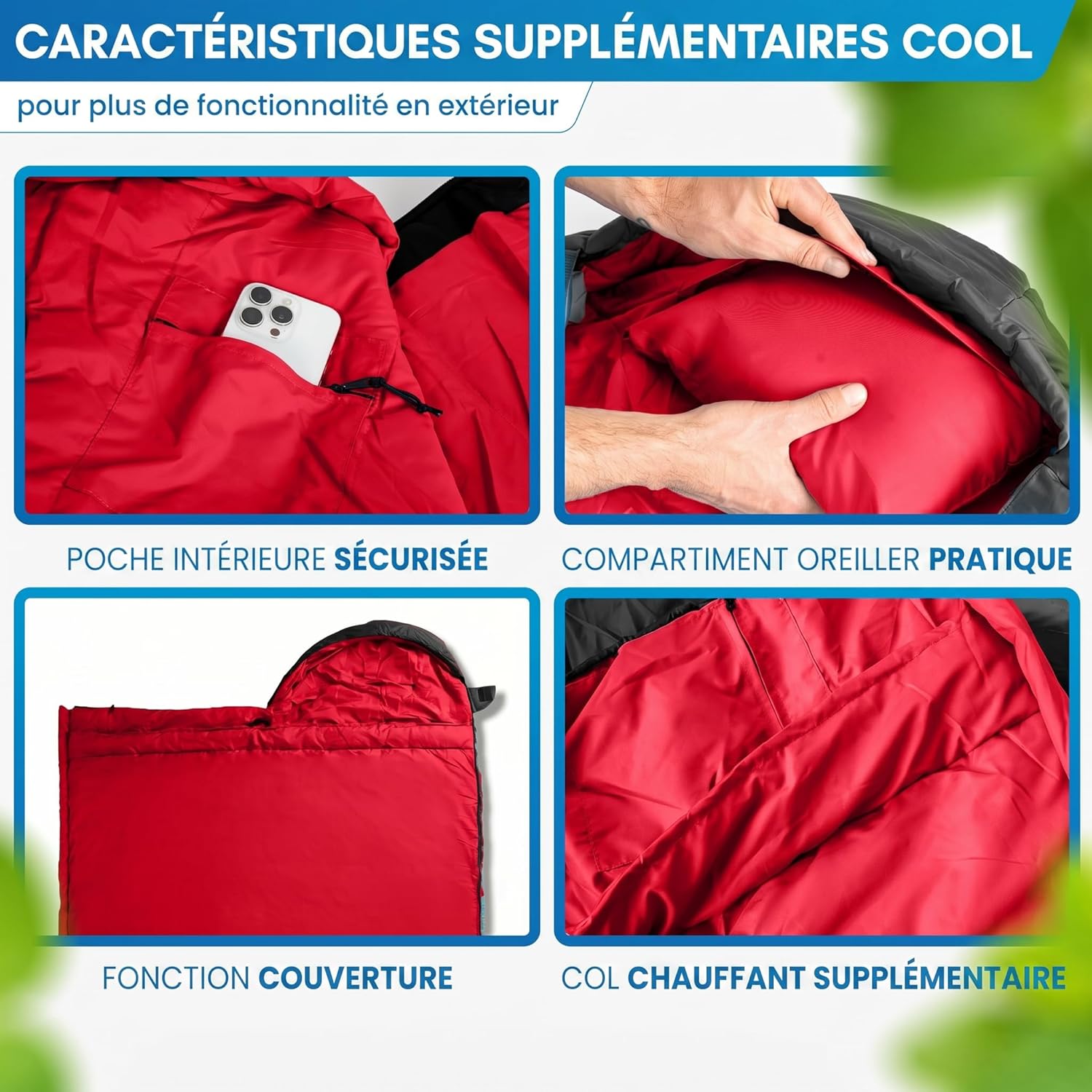 Thumbnail 6 de NORDMUT Sac de Couchage Couverture Adulte – 220 x 80 cm, ultra‑léger et compact (1600 g) avec fermeture éclair YKK double sens