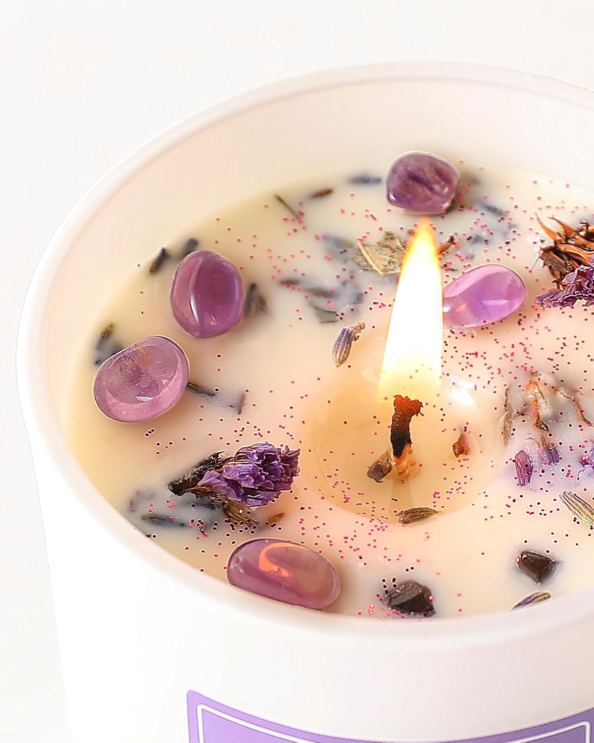 Thumbnail 2 de AOOVOO Lavender Candle Soy Candle Set, 2-Pack with Crystals and Dried Flowers
