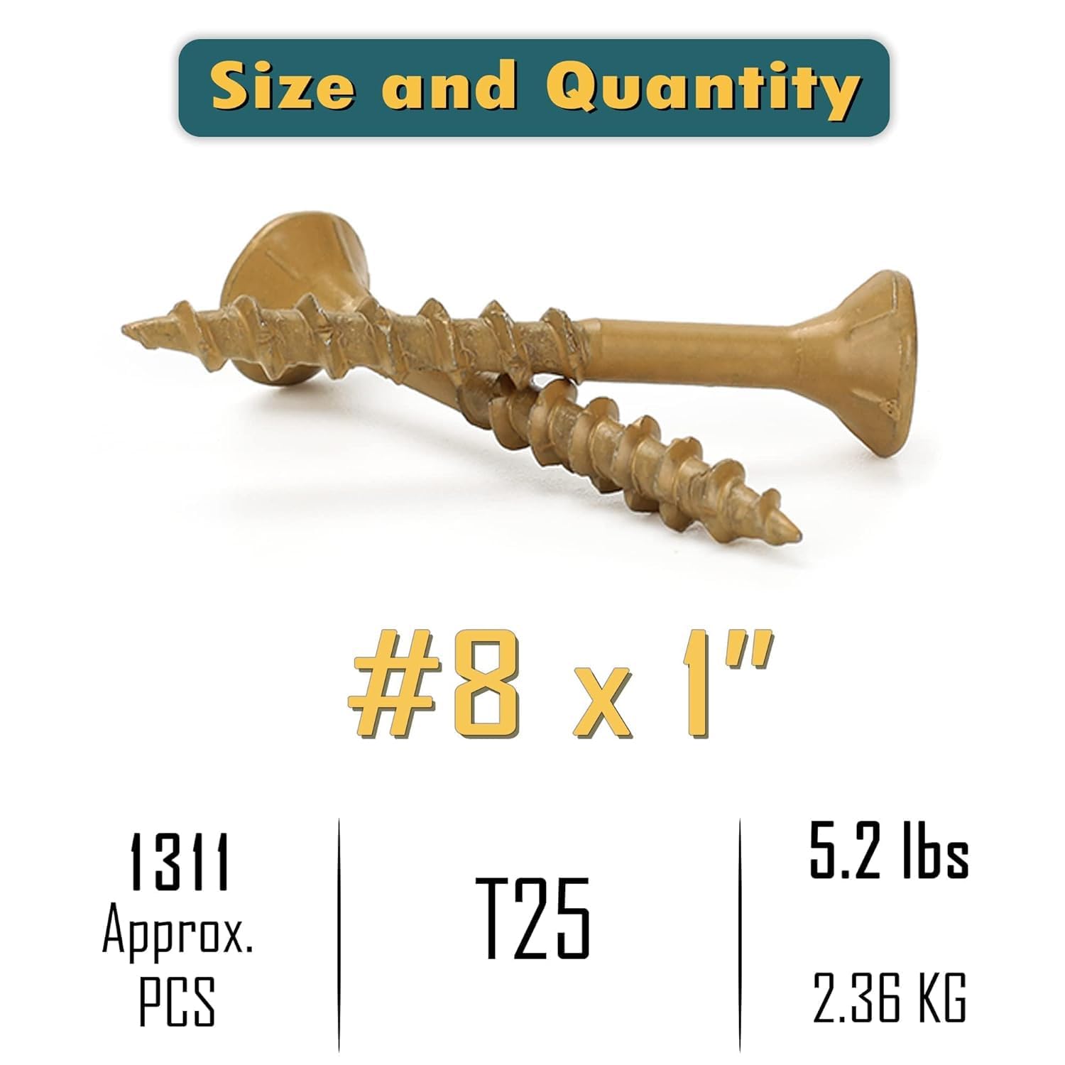 Detalle 2 de WELLOCKS LXB81B #8 x 1 in Tan Deck Screws with T25 Bit