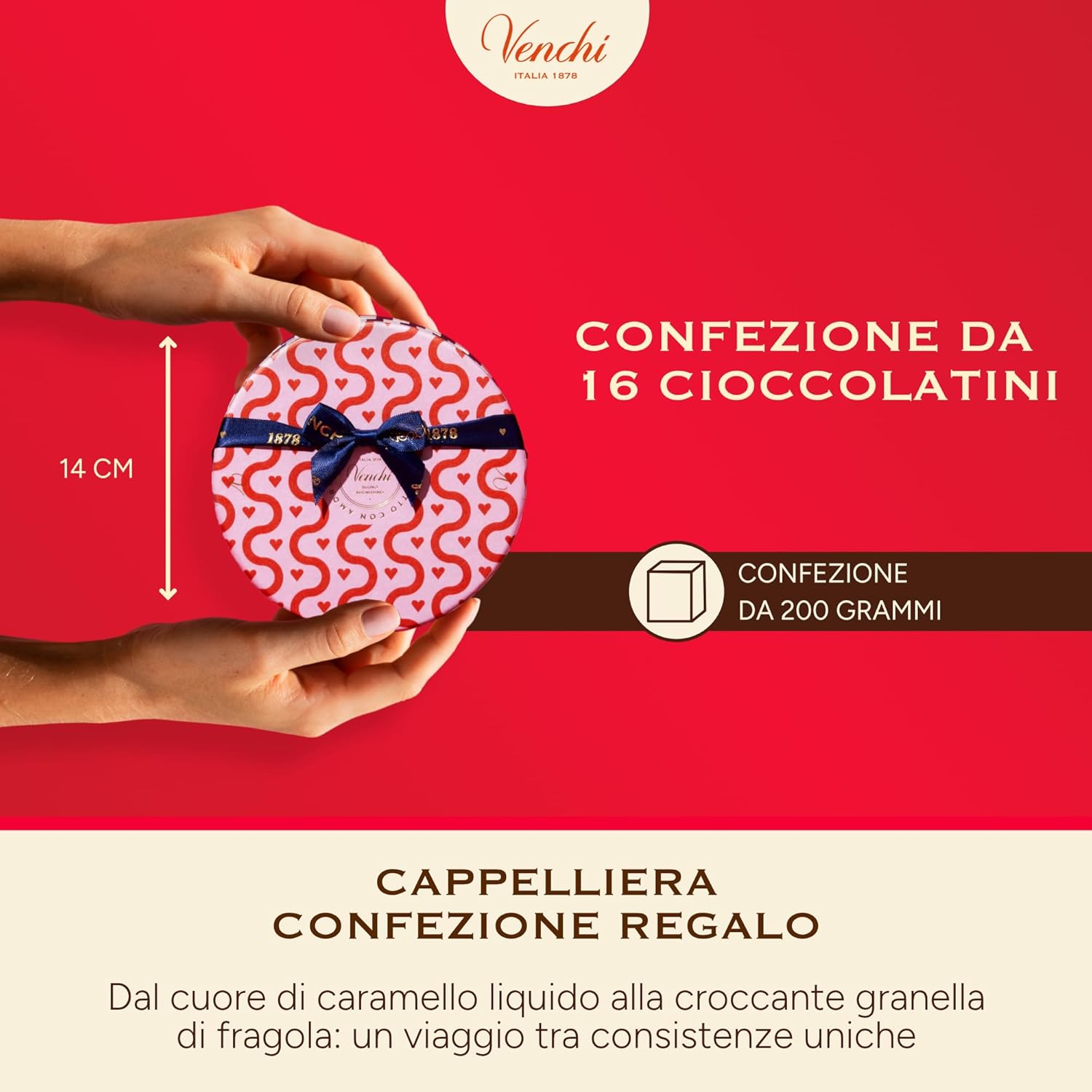 Detalle de Venchi Cappelliera con 16 Cioccolatini Assortiti, 200 g – senza glutine e senza coloranti