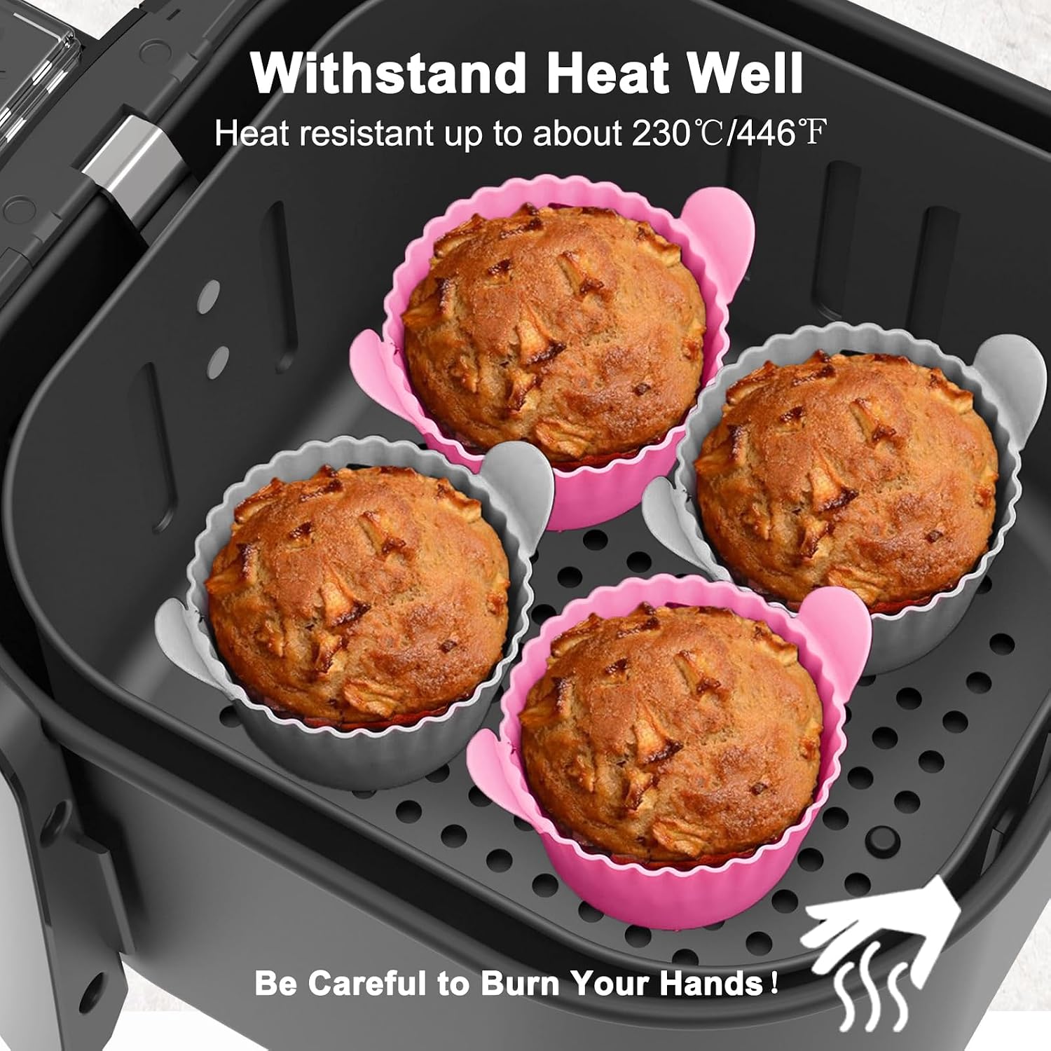 Thumbnail 2 de Lifhety AFEP001 Silicone Air Fryer Egg Poacher Cups, 170 ml, Set of 4