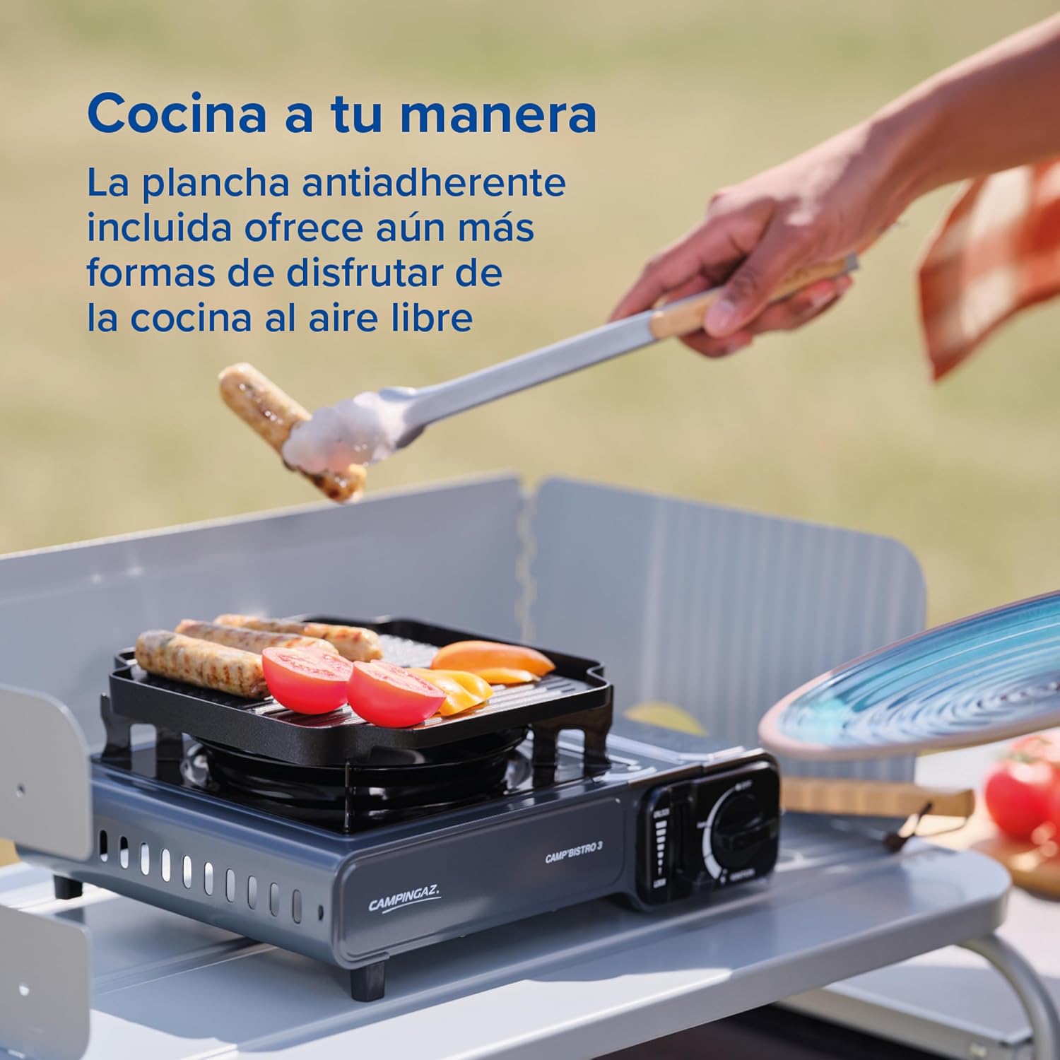 Detalle 2 de Campingaz Camp Bistro 3 Fornelli Piastra Combo: hornillo de camping con plancha integrada