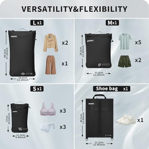 Detalle de EULANT Bolsas de compresión para equipaje: 3 bolsas al vacío impermeables + bolsa para zapatos