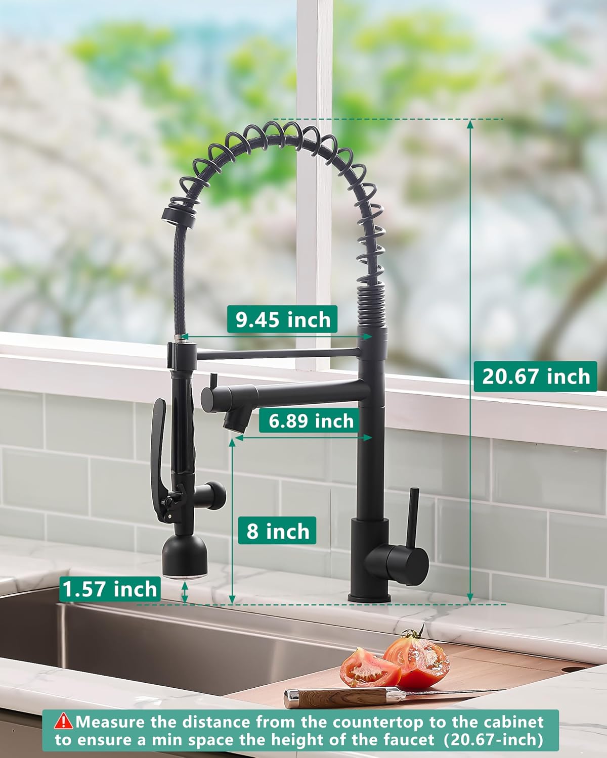Detalle de Fapully DFA-5006B Kitchen Faucet, Matte Black Stainless Steel with LED Sprayer