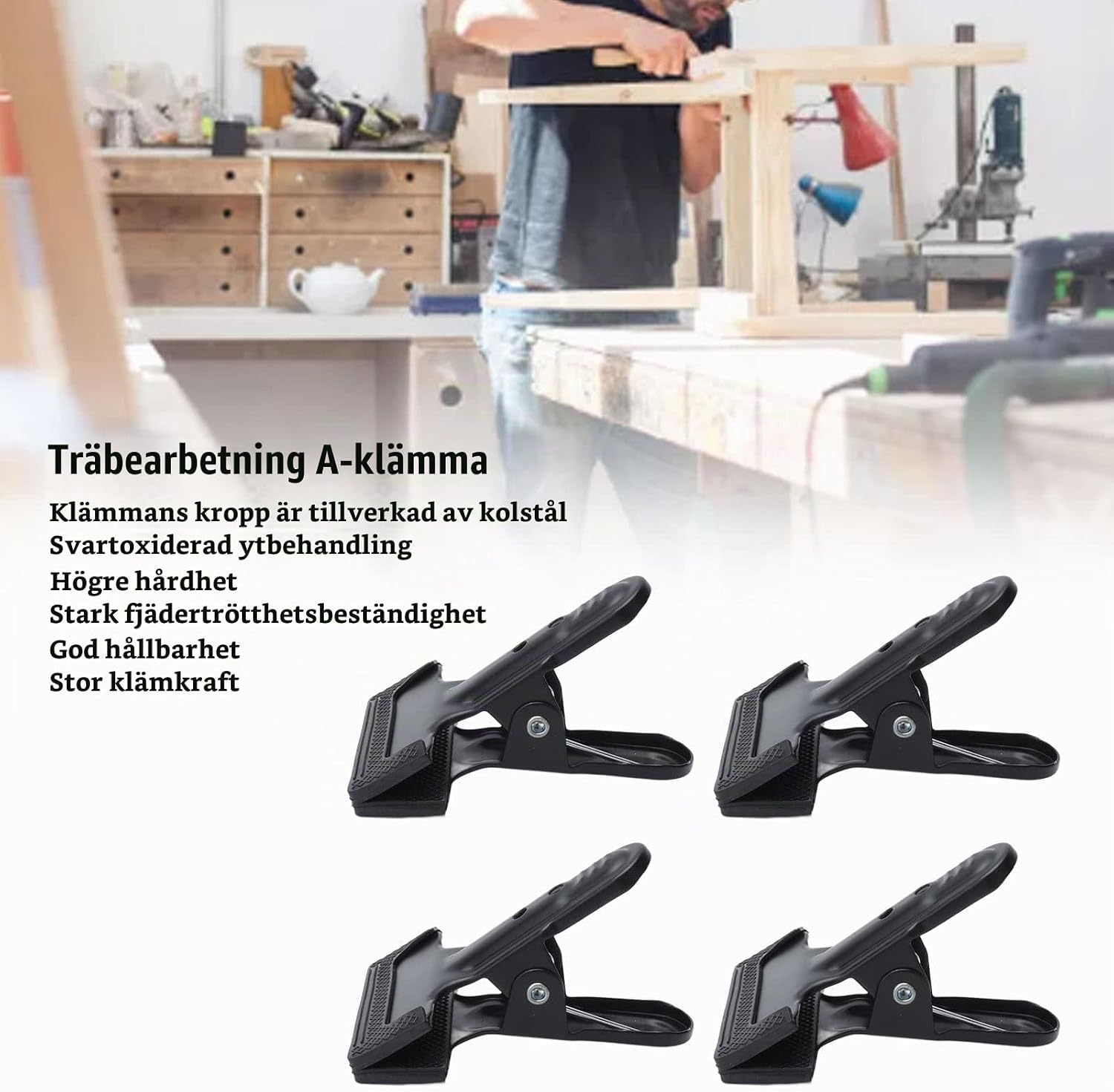 Detalle 2 de GLOGLOW Universal Clamp Set – fjäderklämmor i svart plast med brett grepp