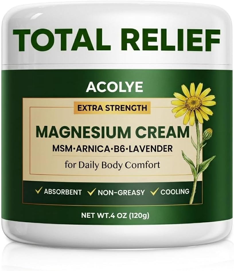 Detalle de Acolye Total Relief Magnesium Cream with Arnica, 8% Magnesium Chloride, MSM & B6
