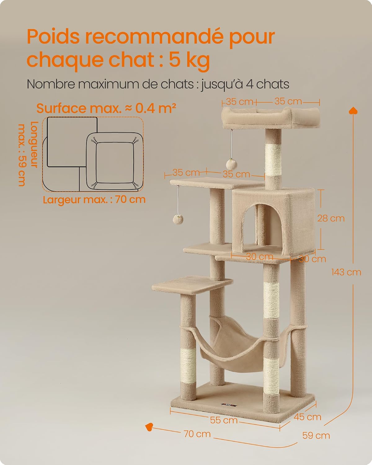 Thumbnail 6 de Feandrea Arbre à Chat 143 cm PCT161K01