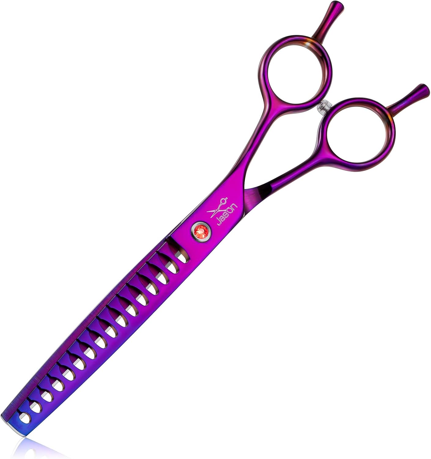 JASON Ciseaux à effiler professionnels pour chiens et chats – Ciseaux à fourrure japonais en acier inoxydable, 36 dents, violet (7,5 pouces)