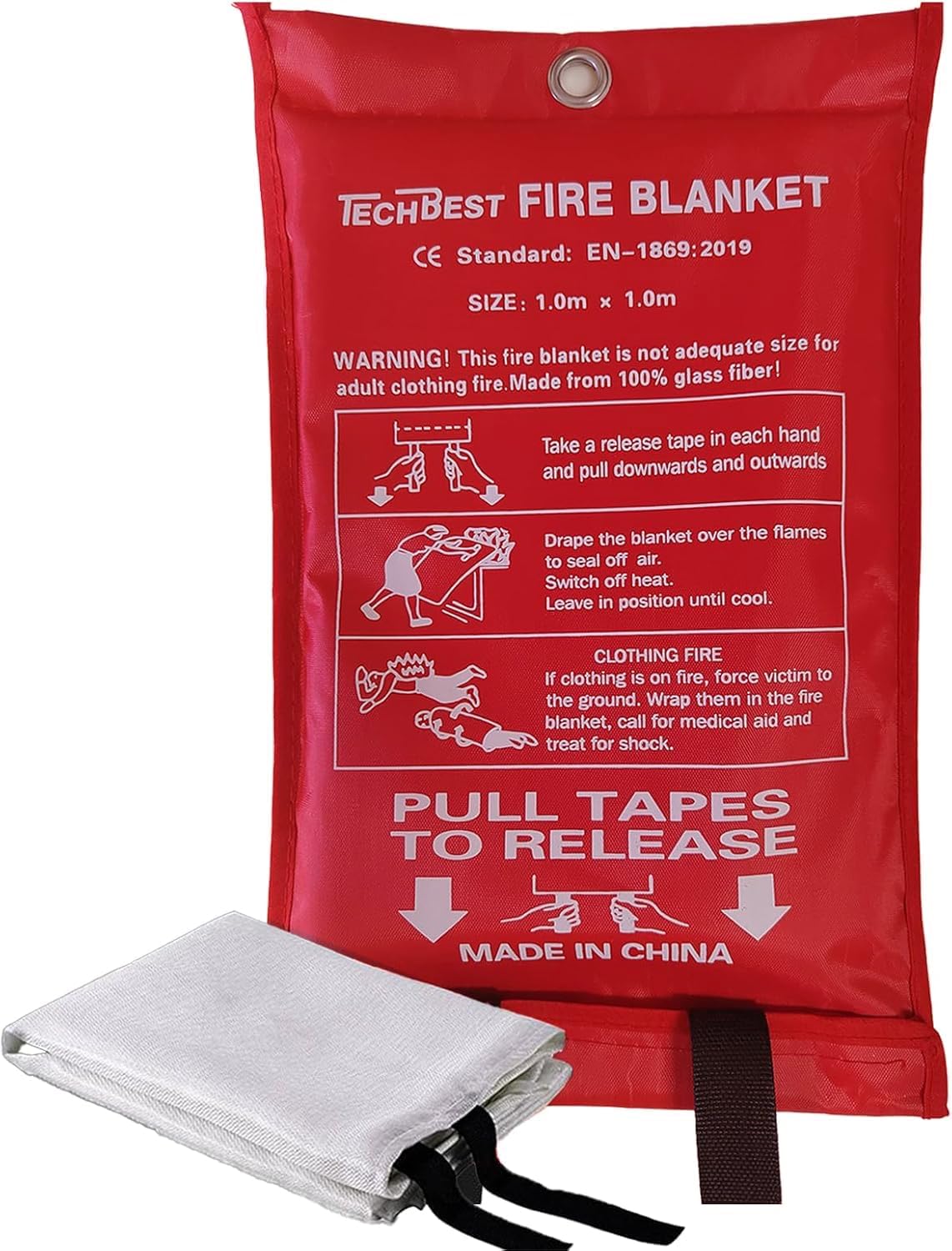 Thumbnail 5 de TechBest Löschdecke Küche Feuerlöschdecke (160 x 180) aus Glasfaser, DIN EN 1869:2019