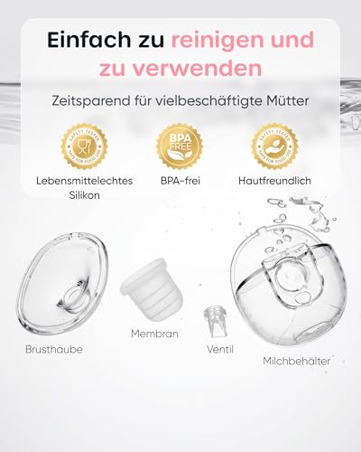 Thumbnail 2 de Nuliie Milchpumpe Elektrisch Tragbare S32 (2 Packs, Milchweiß) – kompakte Freihand-Pumpe mit 9 Stufen und 4 Modi