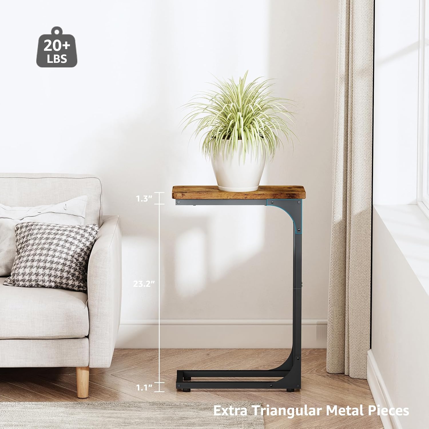 Detalle de QEEIG C-Shaped Side Tables, 7.1-Inch Width