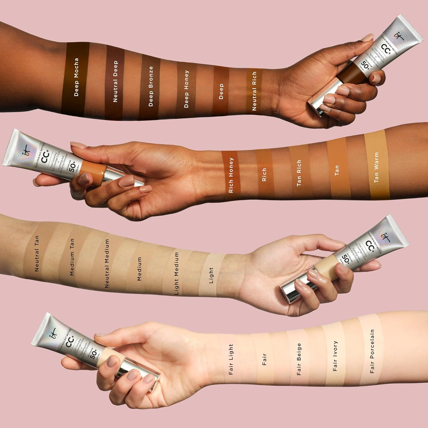 Thumbnail 6 de IT Cosmetics CC+ Cream e Fondotinta Anti-età Waterproof SPF 50 Light Medium – Your Skin But Better