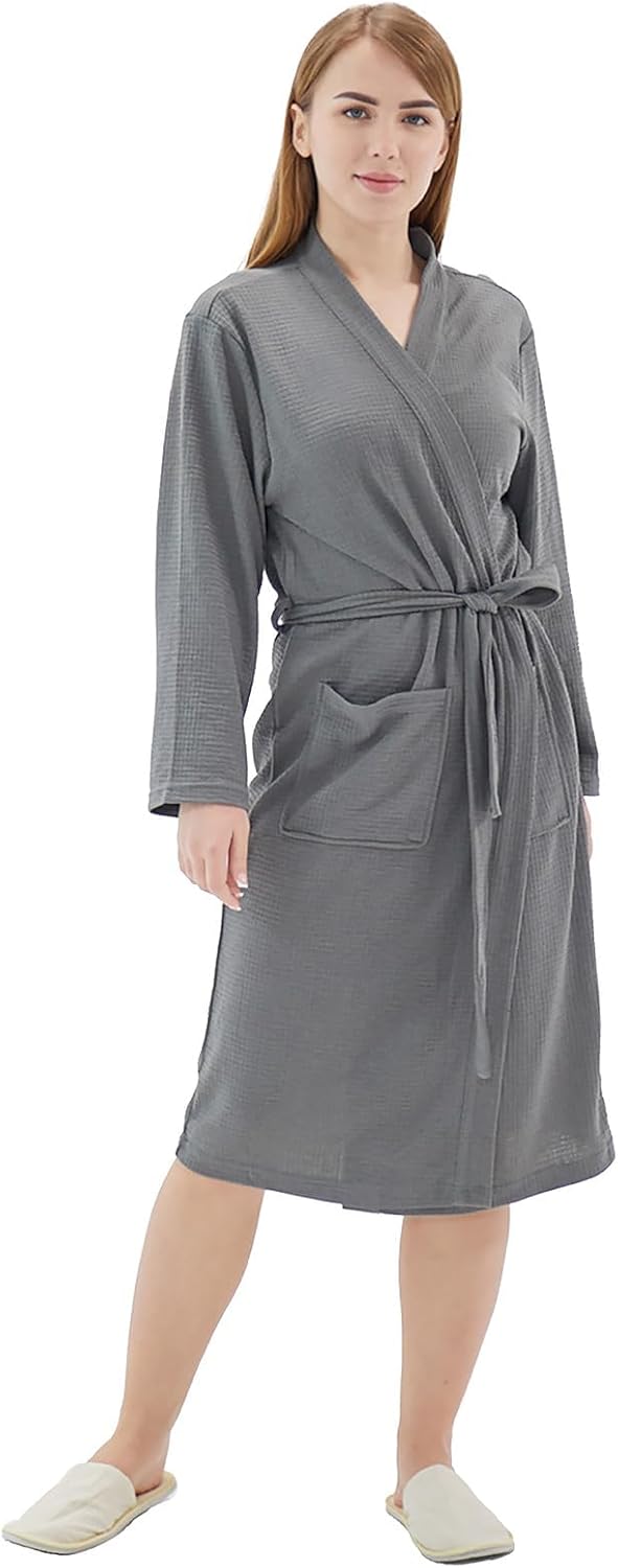 Detalle de Dowesrobe Women's Cotton Waffle Bathrobe