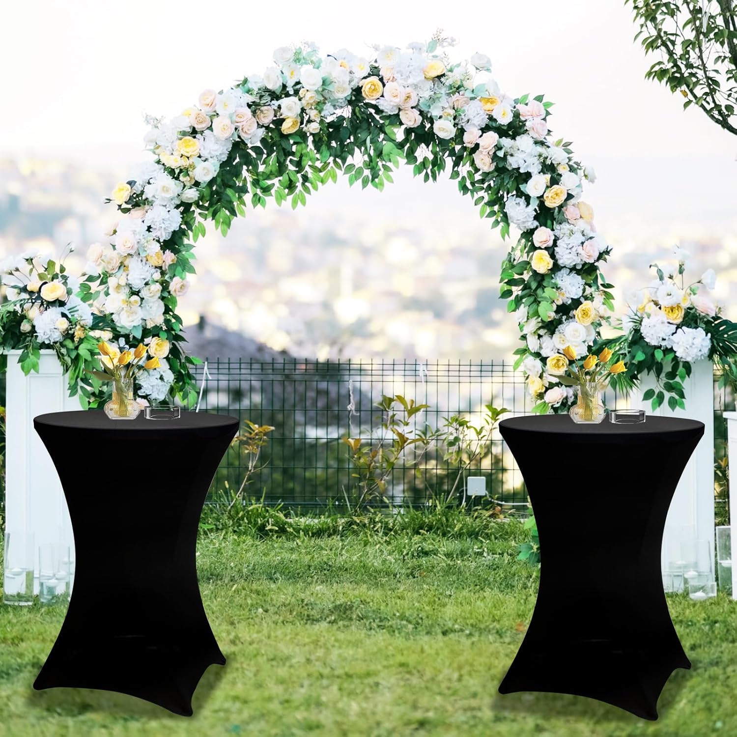 Thumbnail 5 de THESEATOP 2Sets 32in Hightop Folding Cocktail Tables + Covers (Black) – Durable, Portable Event Tables